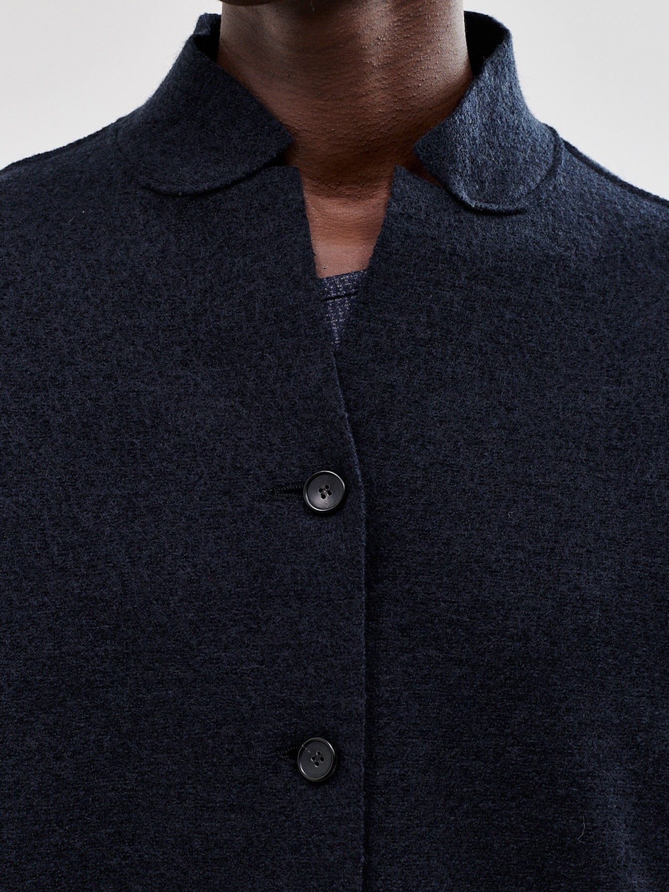 Virgin Wool V Neck Boiled Wool Jacket