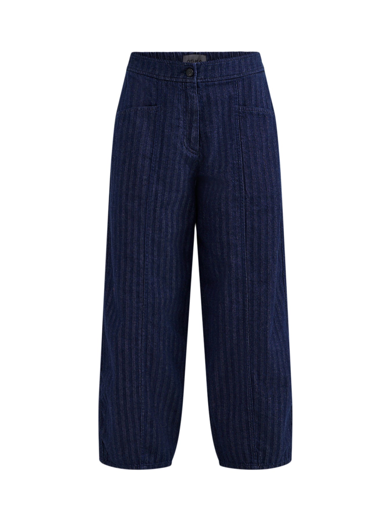 Cotton Herringbone Barrel Leg Trousers