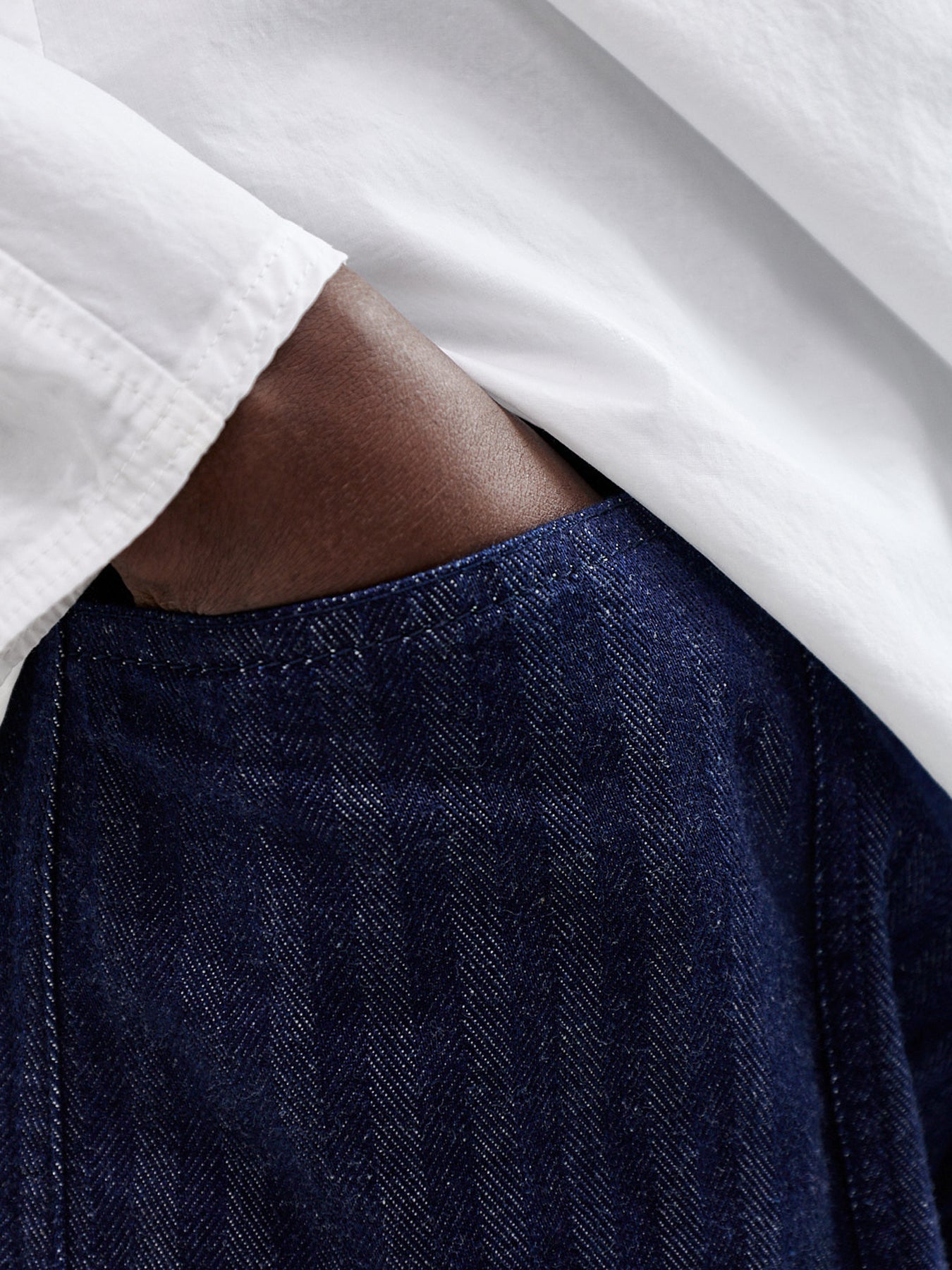 Cotton Herringbone Barrel Leg Trousers