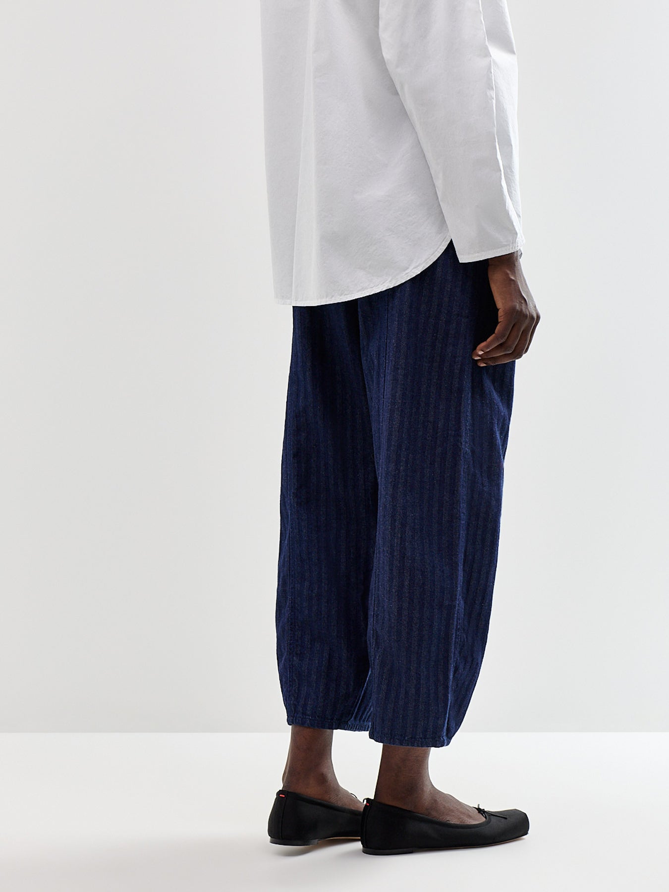 Cotton Herringbone Barrel Leg Trousers