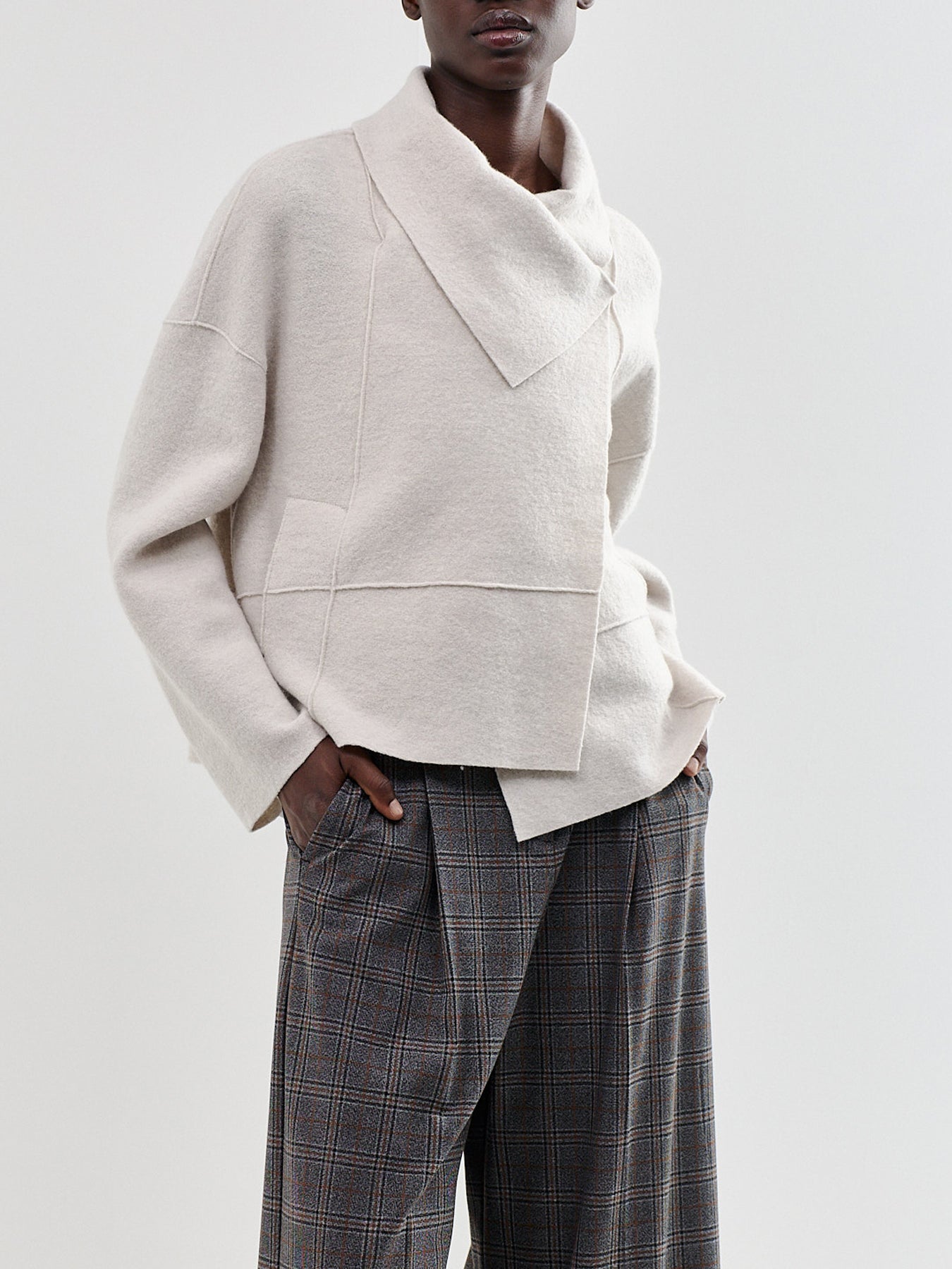 Virgin Wool Cropped Boiled Wool Jacket