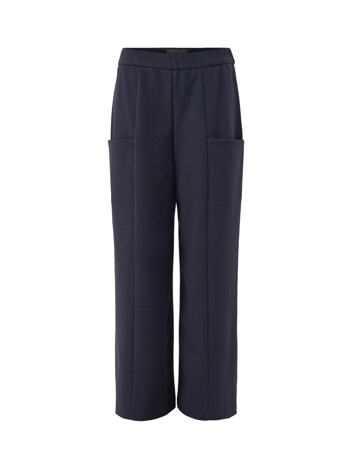 Wide Leg Jersey Trousers - Navy