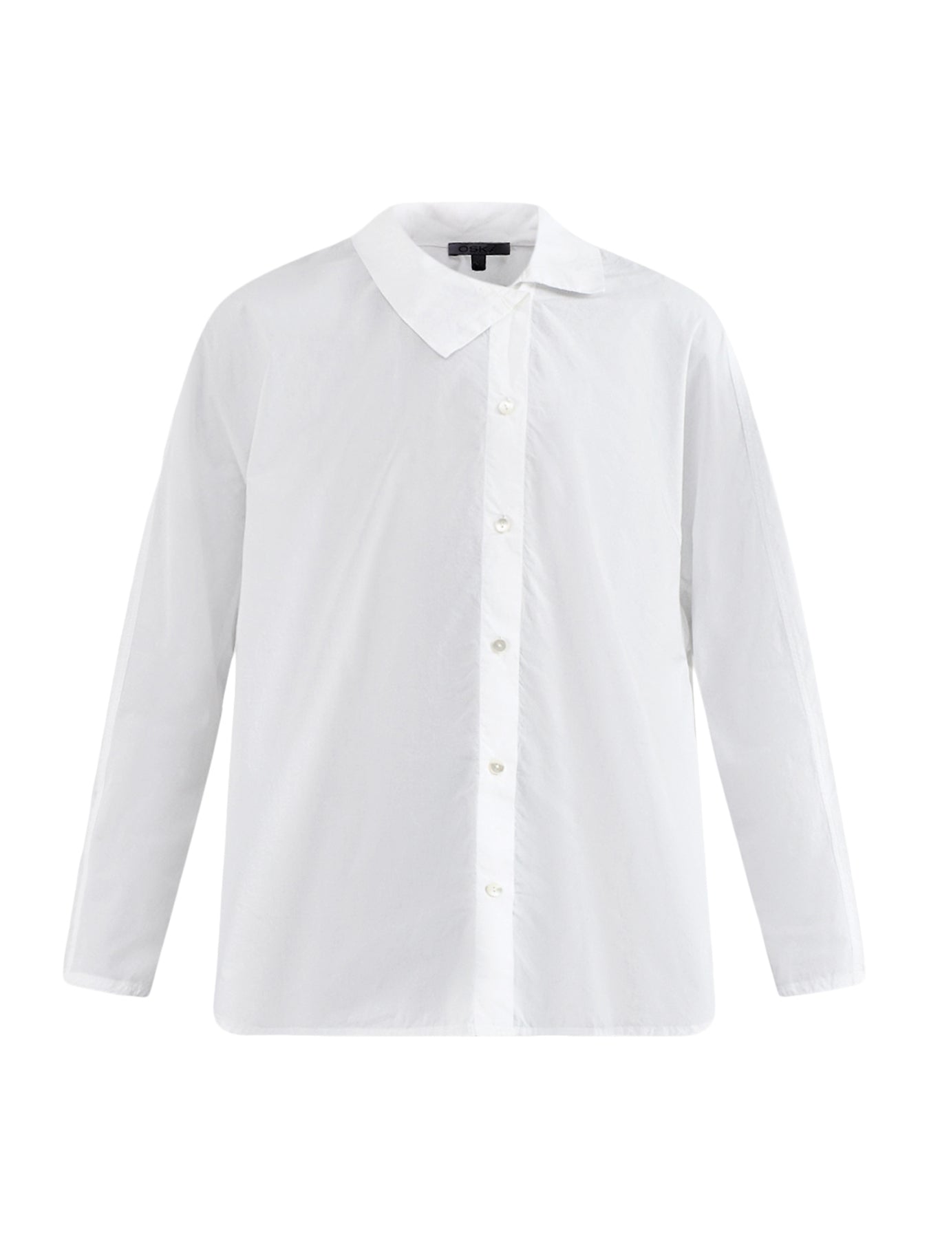 Stand-Collar Cotton Shirt White