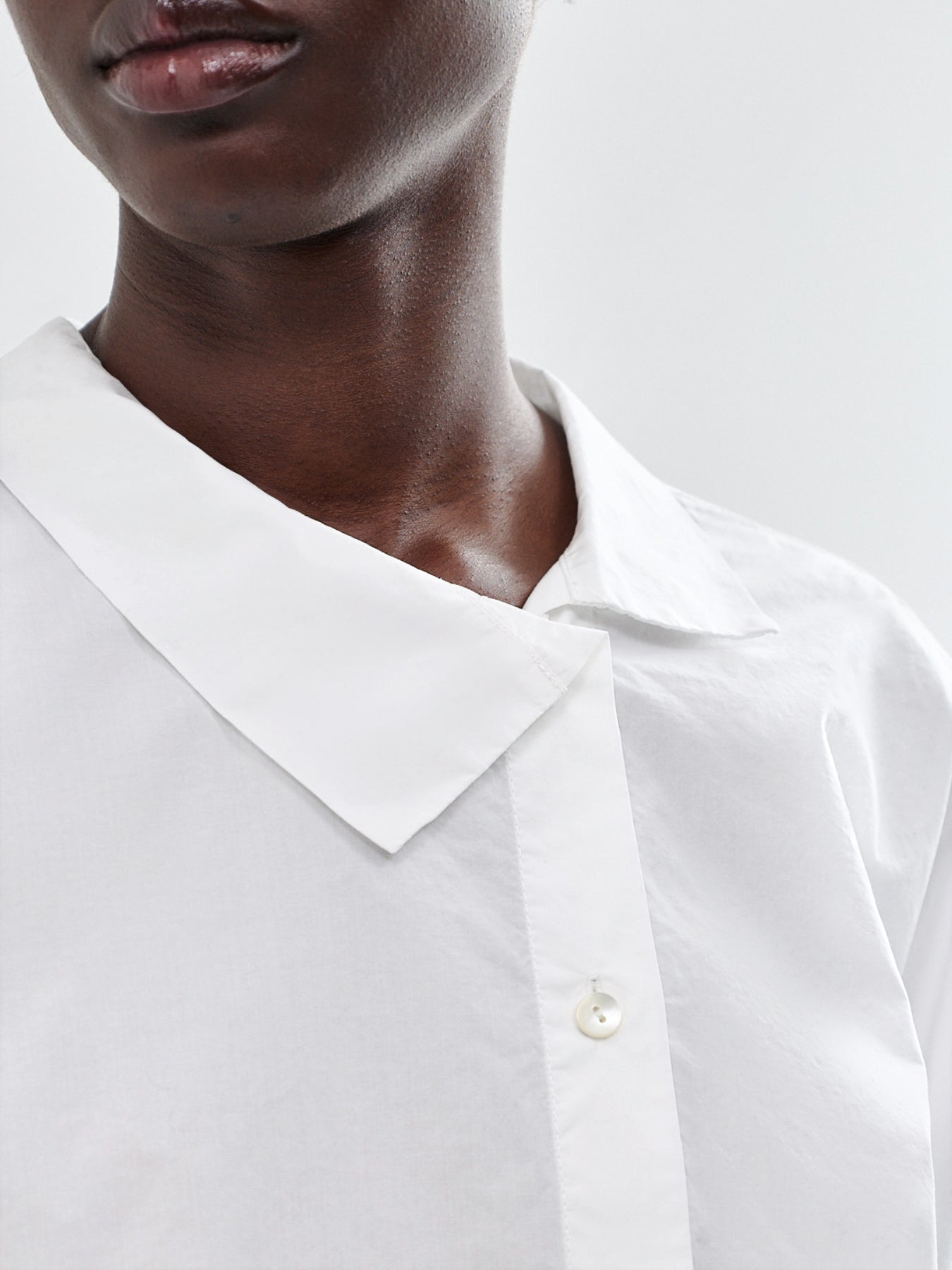Stand-Collar Cotton Shirt White