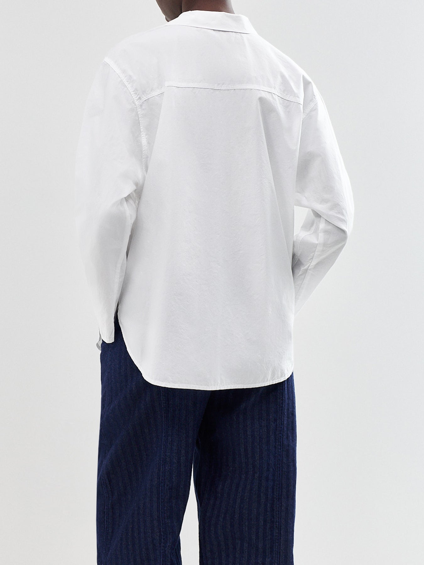 Stand-Collar Cotton Shirt White
