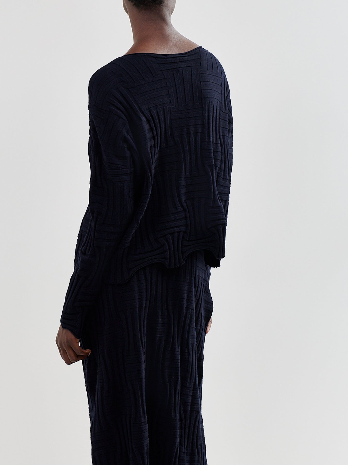 Stretch-Knit Long-Sleeve Top Navy