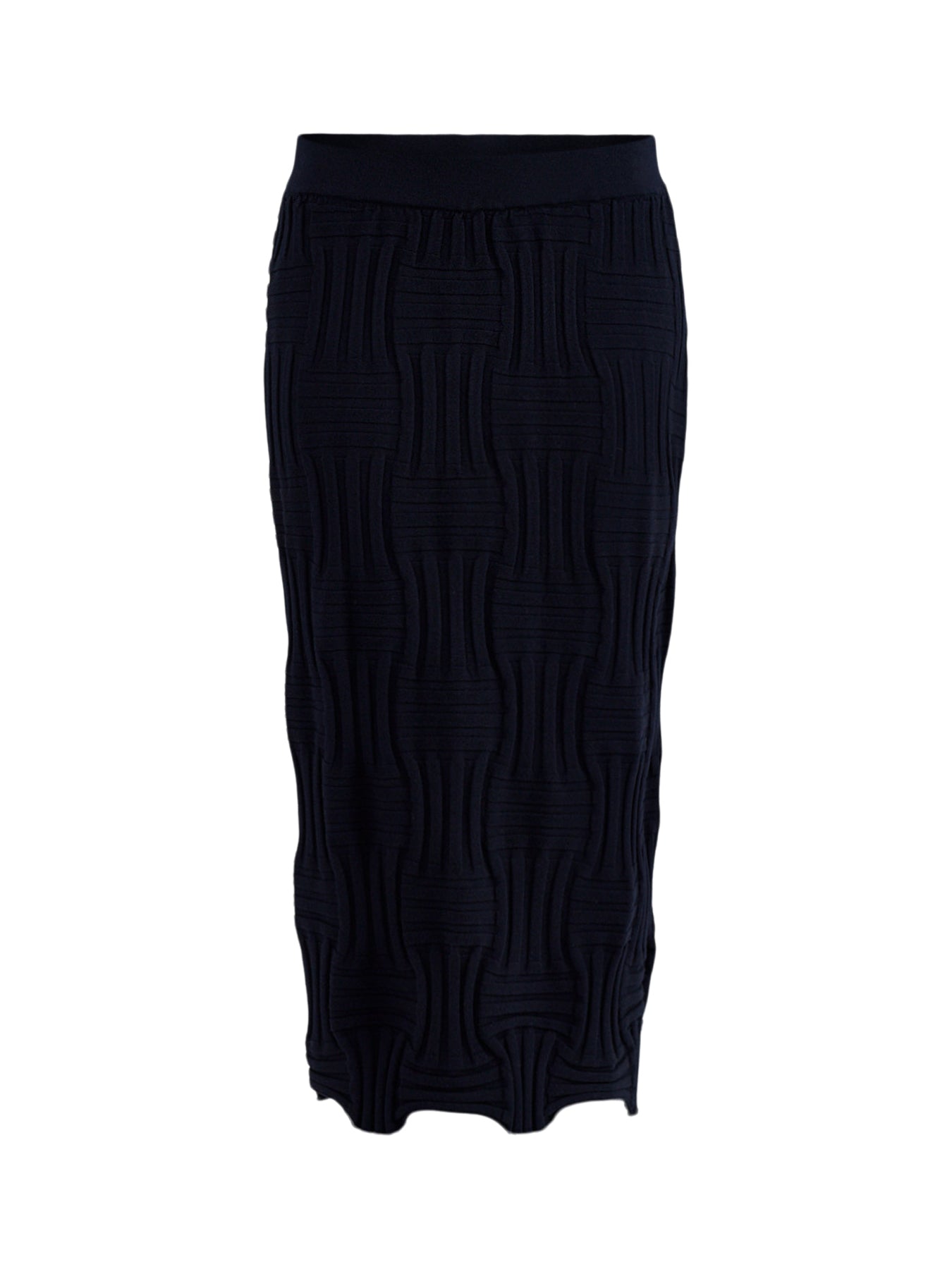 Stretch-Knit Midi Skirt Navy