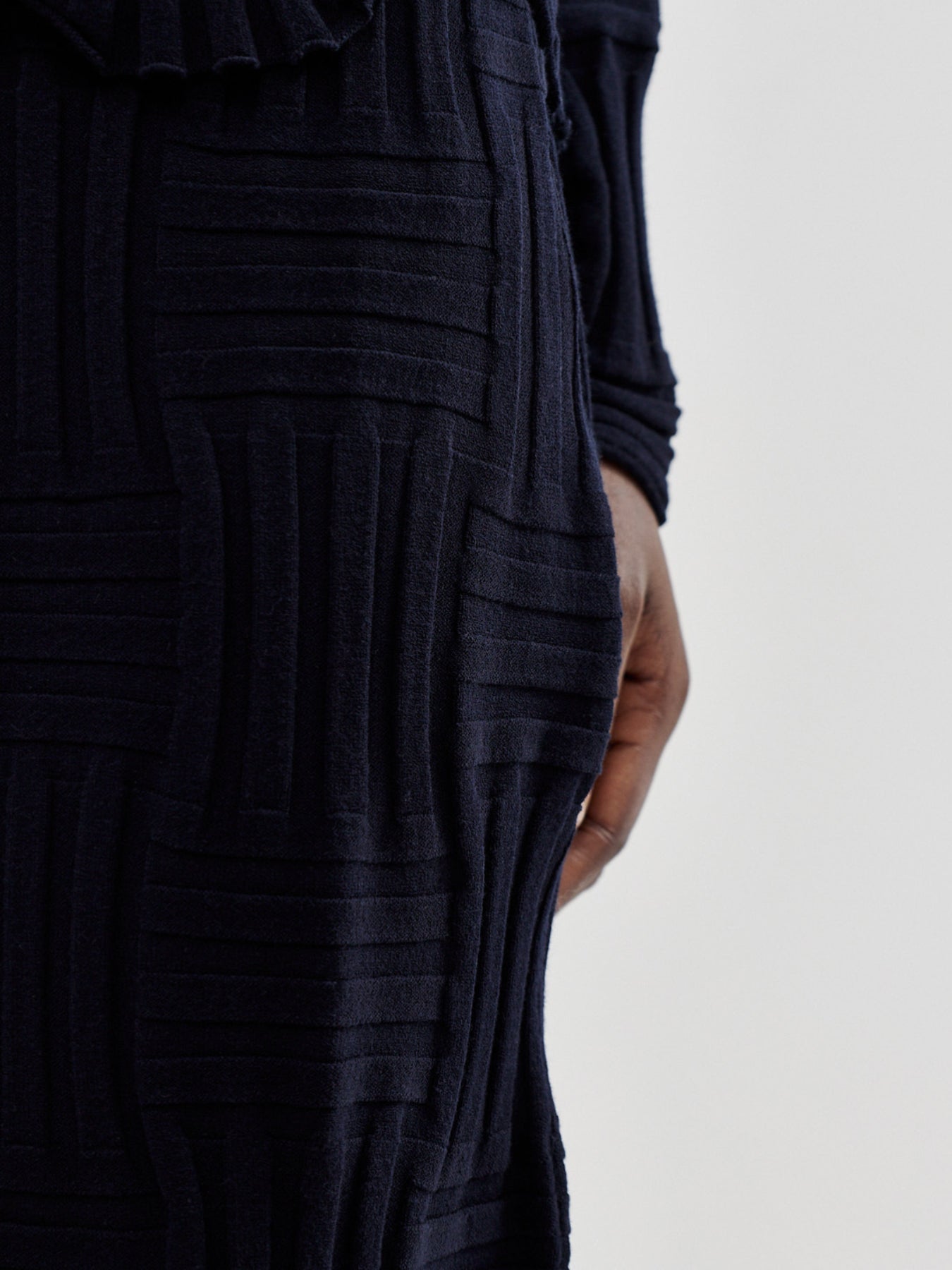 Stretch-Knit Midi Skirt Navy