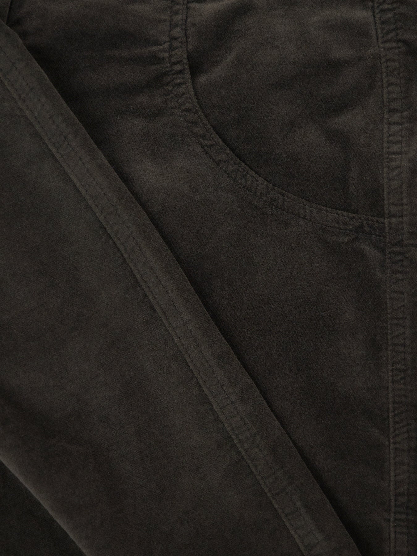 Cotton Velvet Tapered Leg Trousers - Choco