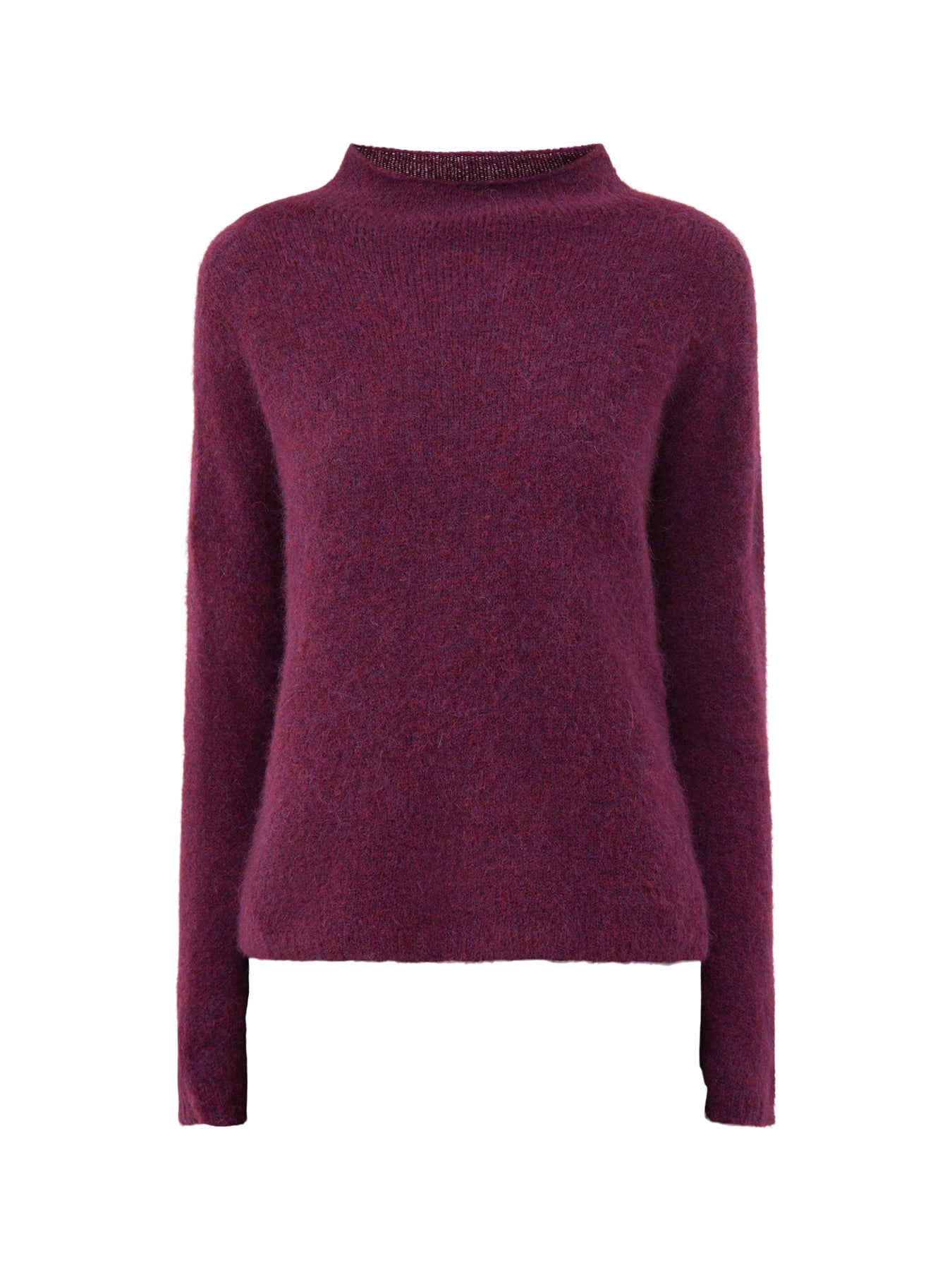 Alpaca & Virgin Wool High Neck Jumper - Amethyst