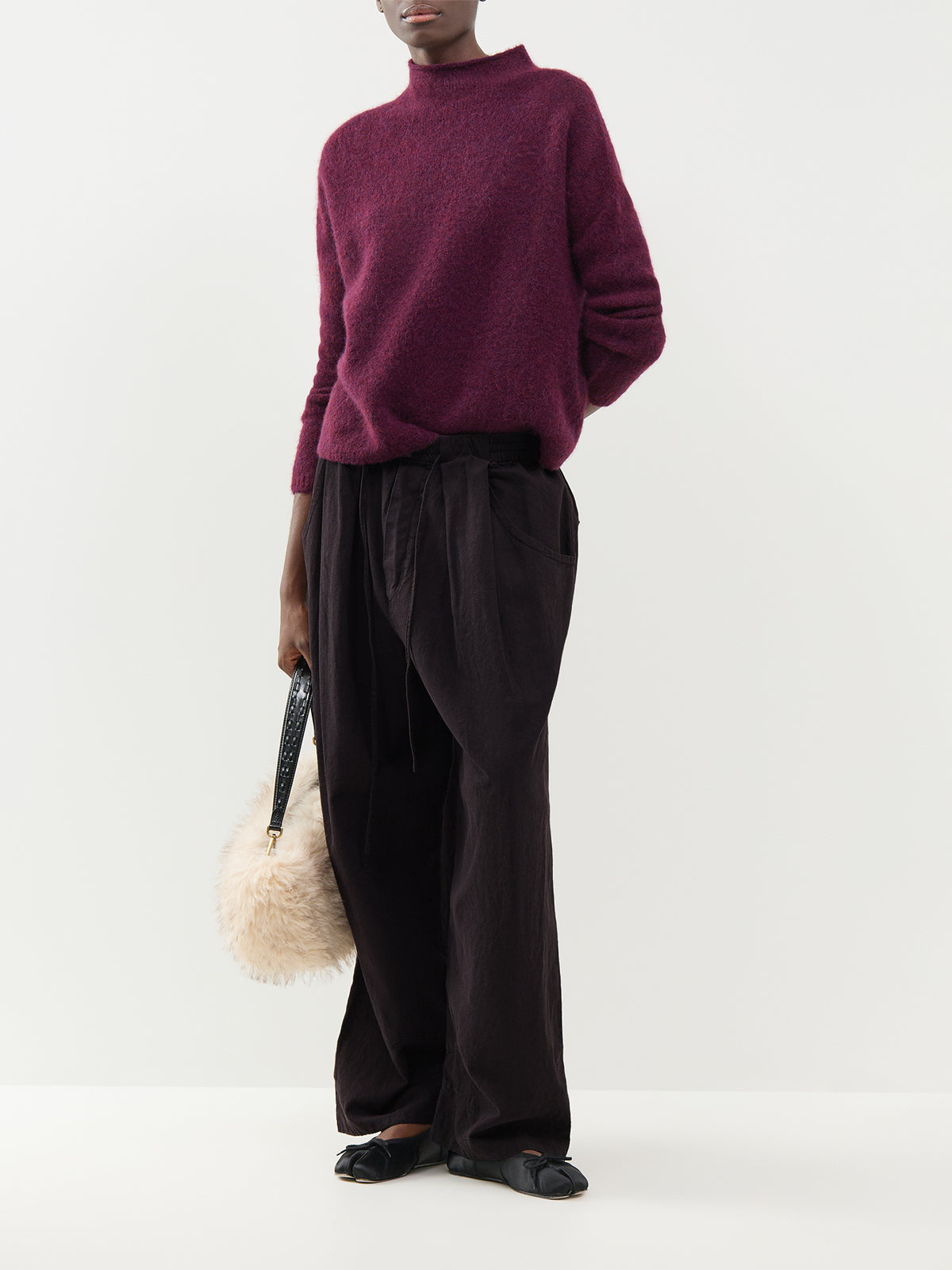 Alpaca & Virgin Wool High Neck Jumper - Amethyst