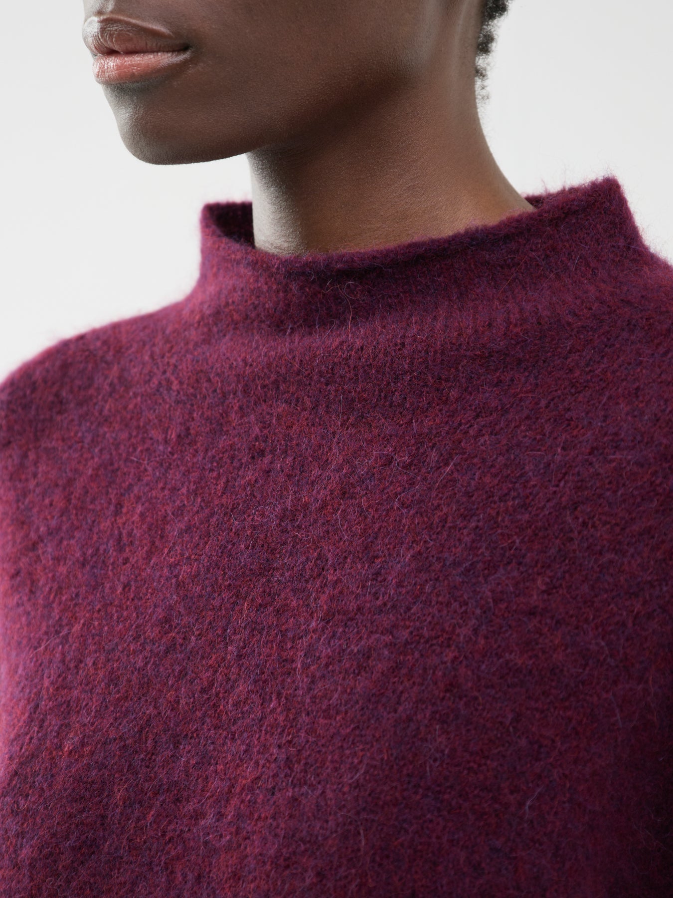 Alpaca & Virgin Wool High Neck Jumper - Amethyst