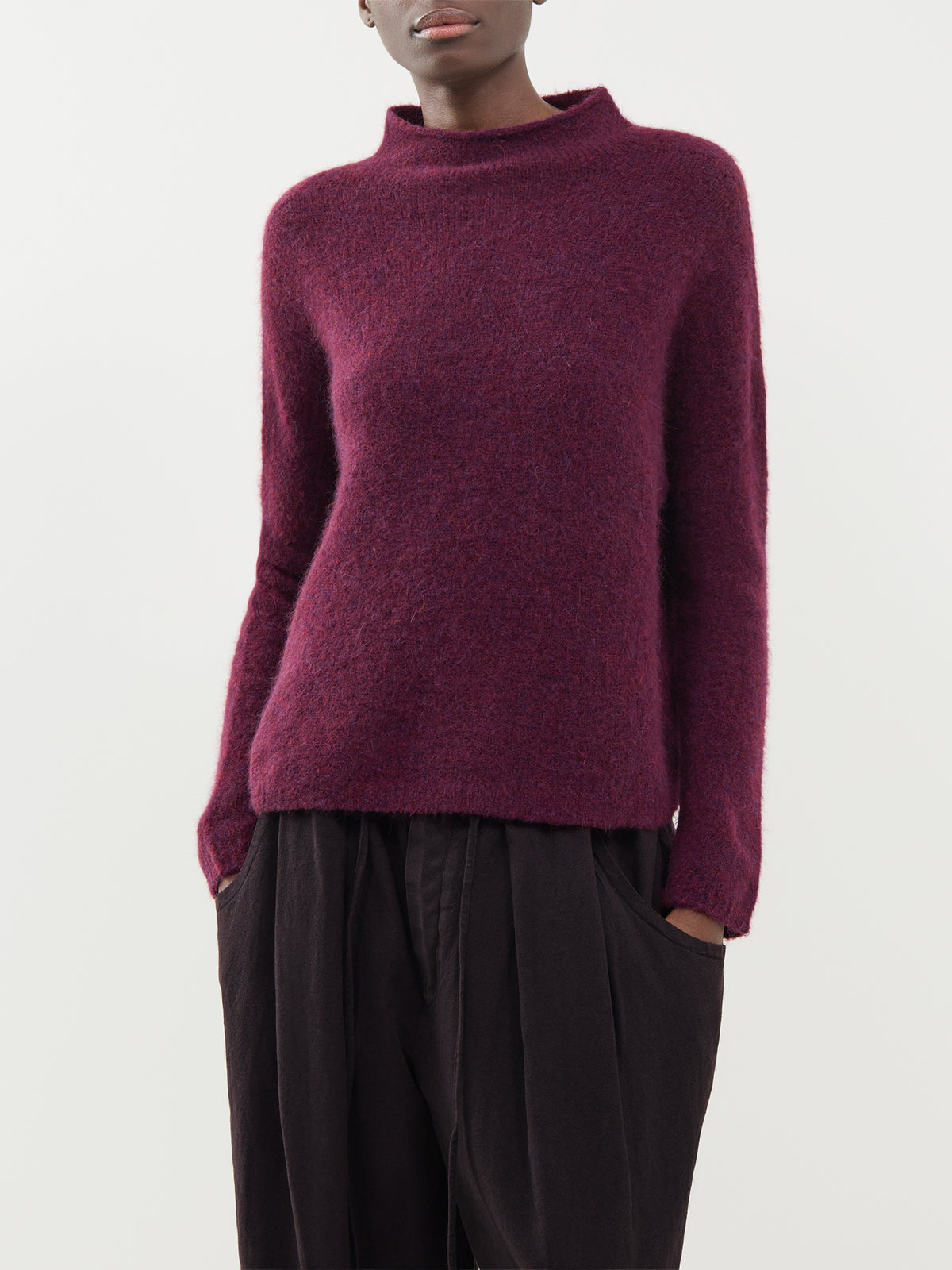 Alpaca & Virgin Wool High Neck Jumper - Amethyst
