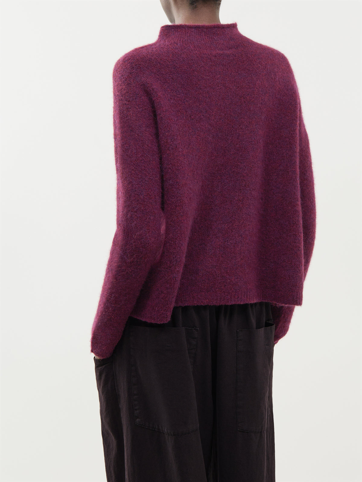 Alpaca & Virgin Wool High Neck Jumper - Amethyst