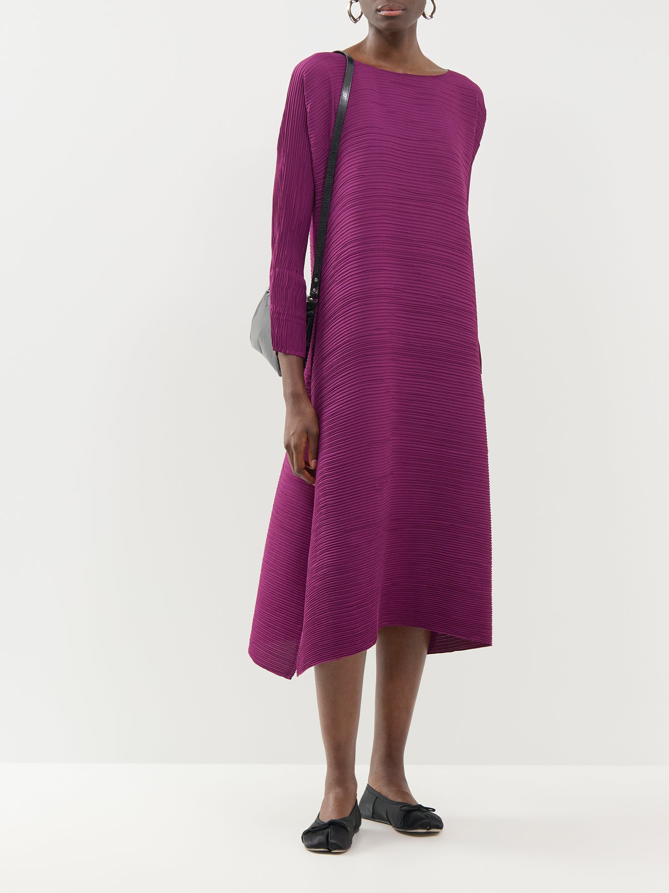 A-Line Pleated Midi Dress - Amethyst