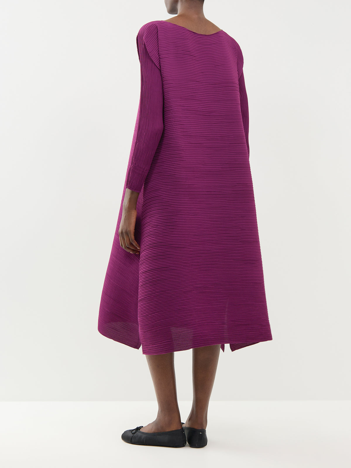 A-Line Pleated Midi Dress - Amethyst