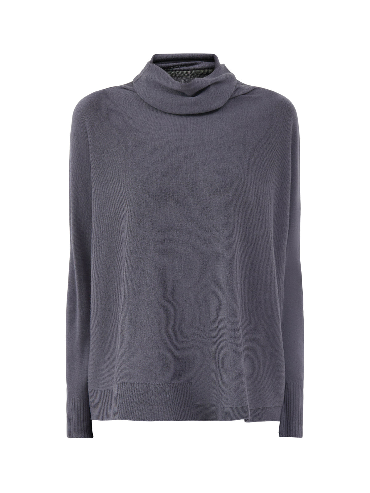 Virgin Wool Roll Neck Long-Sleeved Jumper - Graphite