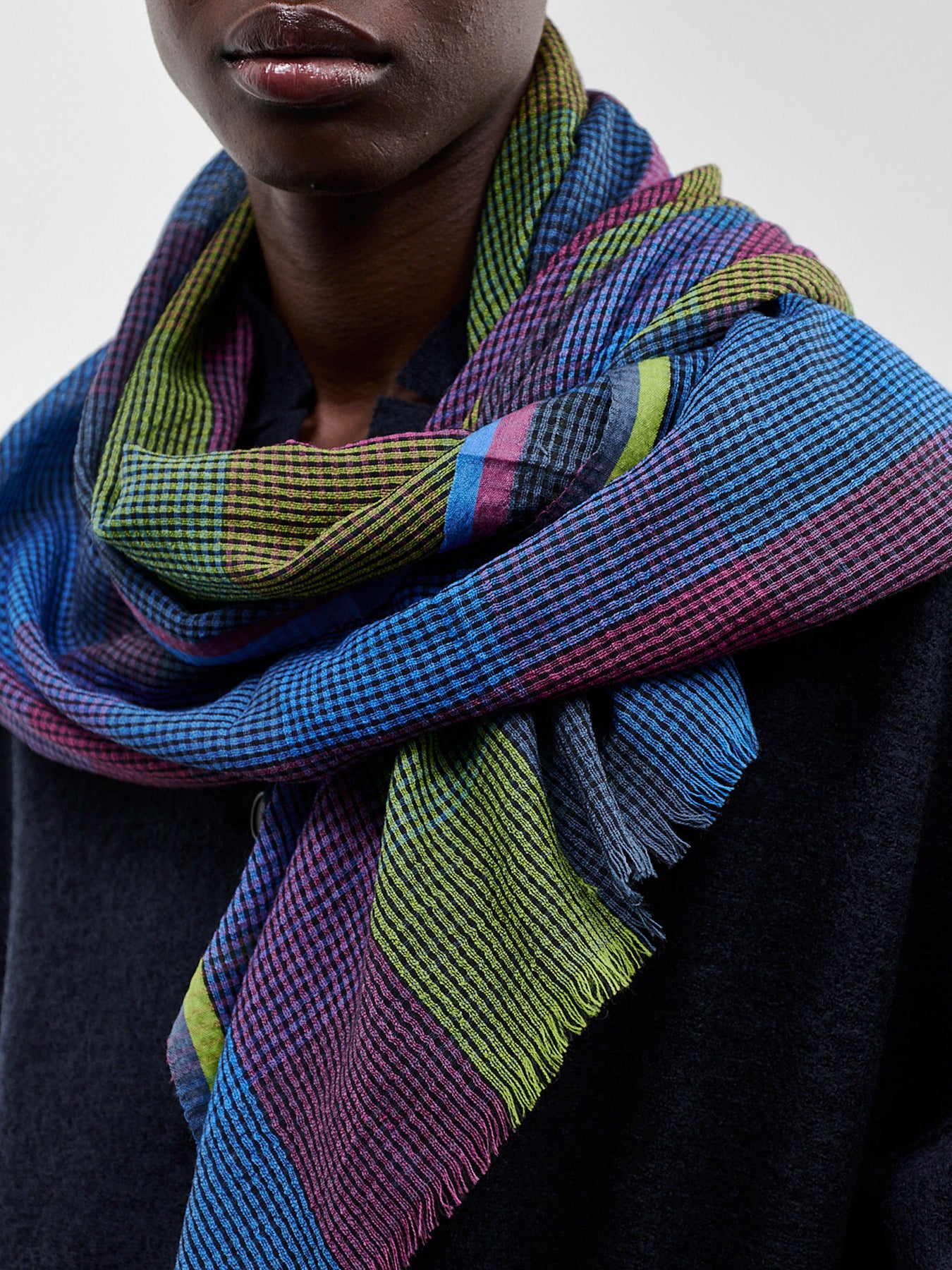 Amethyst Check Wool-Blend Scarf