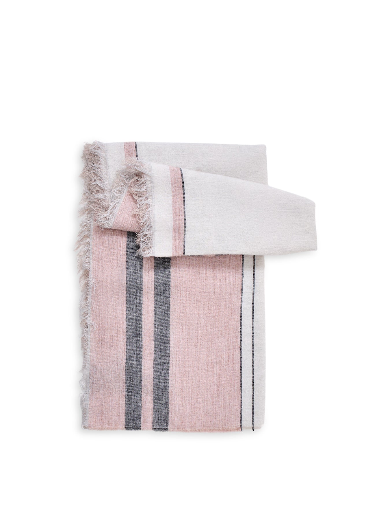 Quartz And Ecru Wool-Blend Striped Scarf