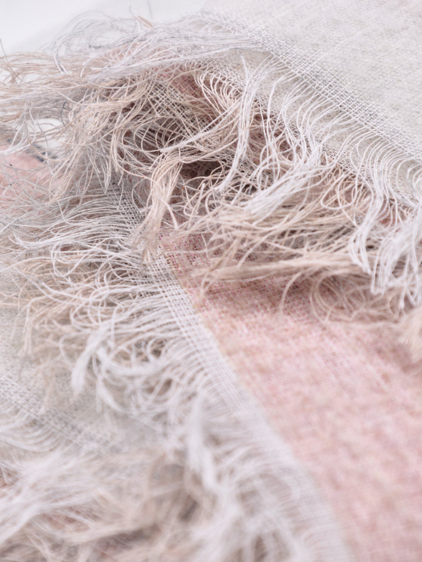 Quartz And Ecru Wool-Blend Striped Scarf