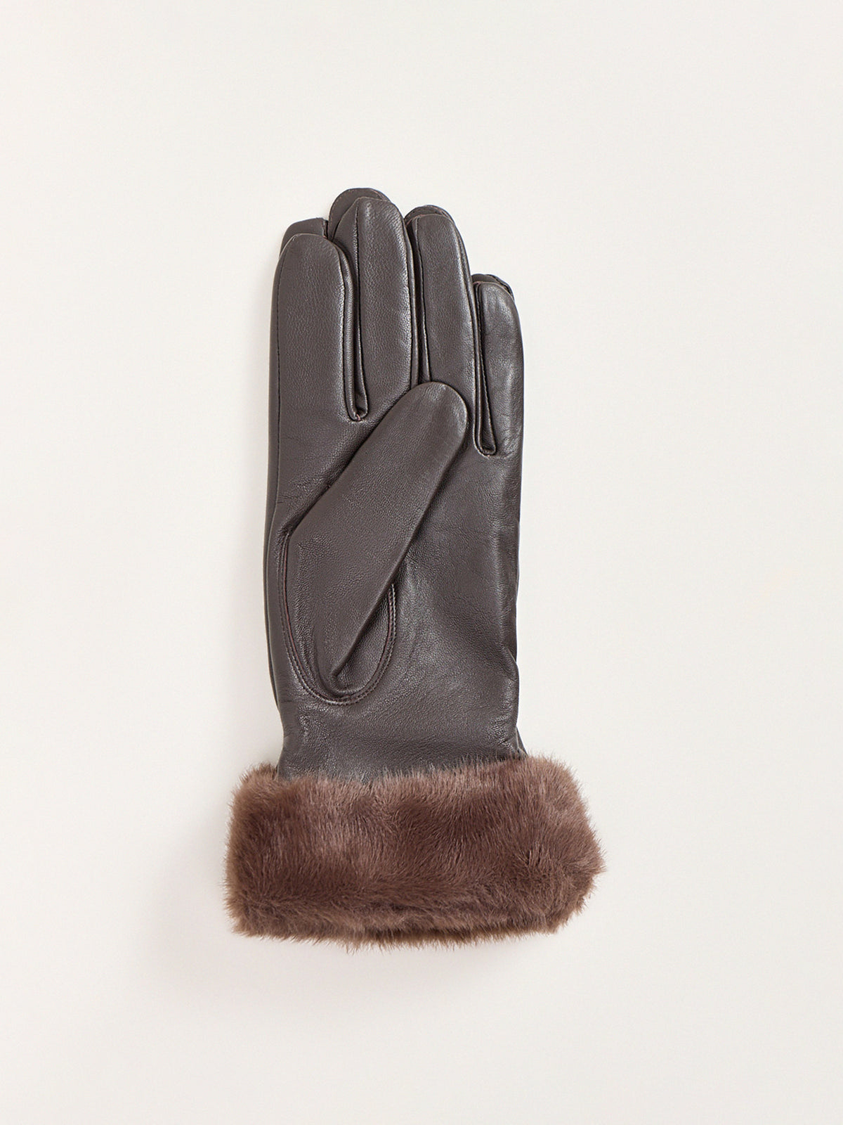 Leather Nieve Faux Fur Cuff Gloves - Mocca