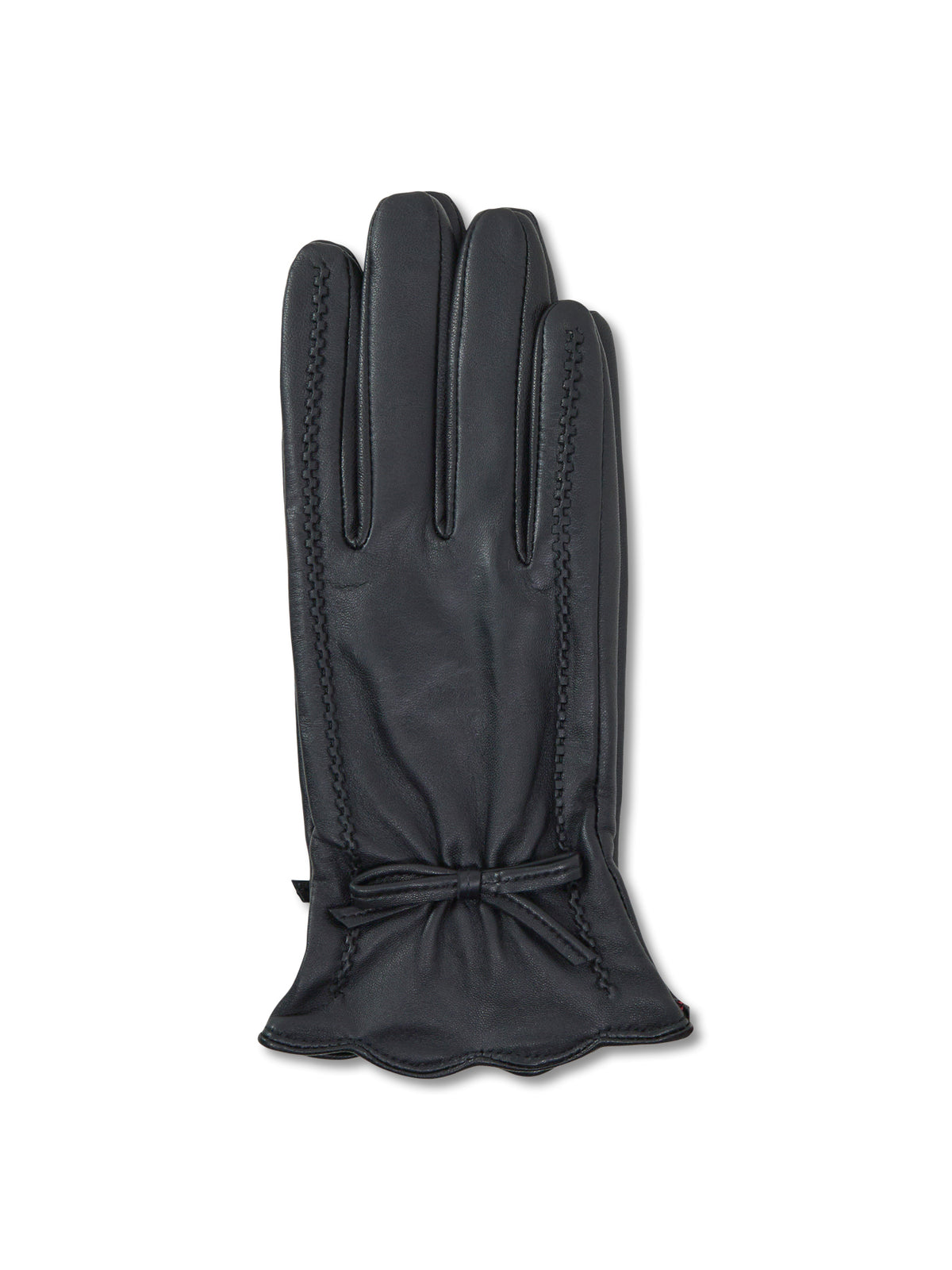 Leather Mosie Bow Gloves - Black