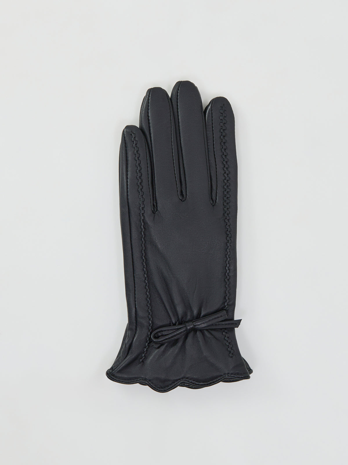 Leather Mosie Bow Gloves - Black