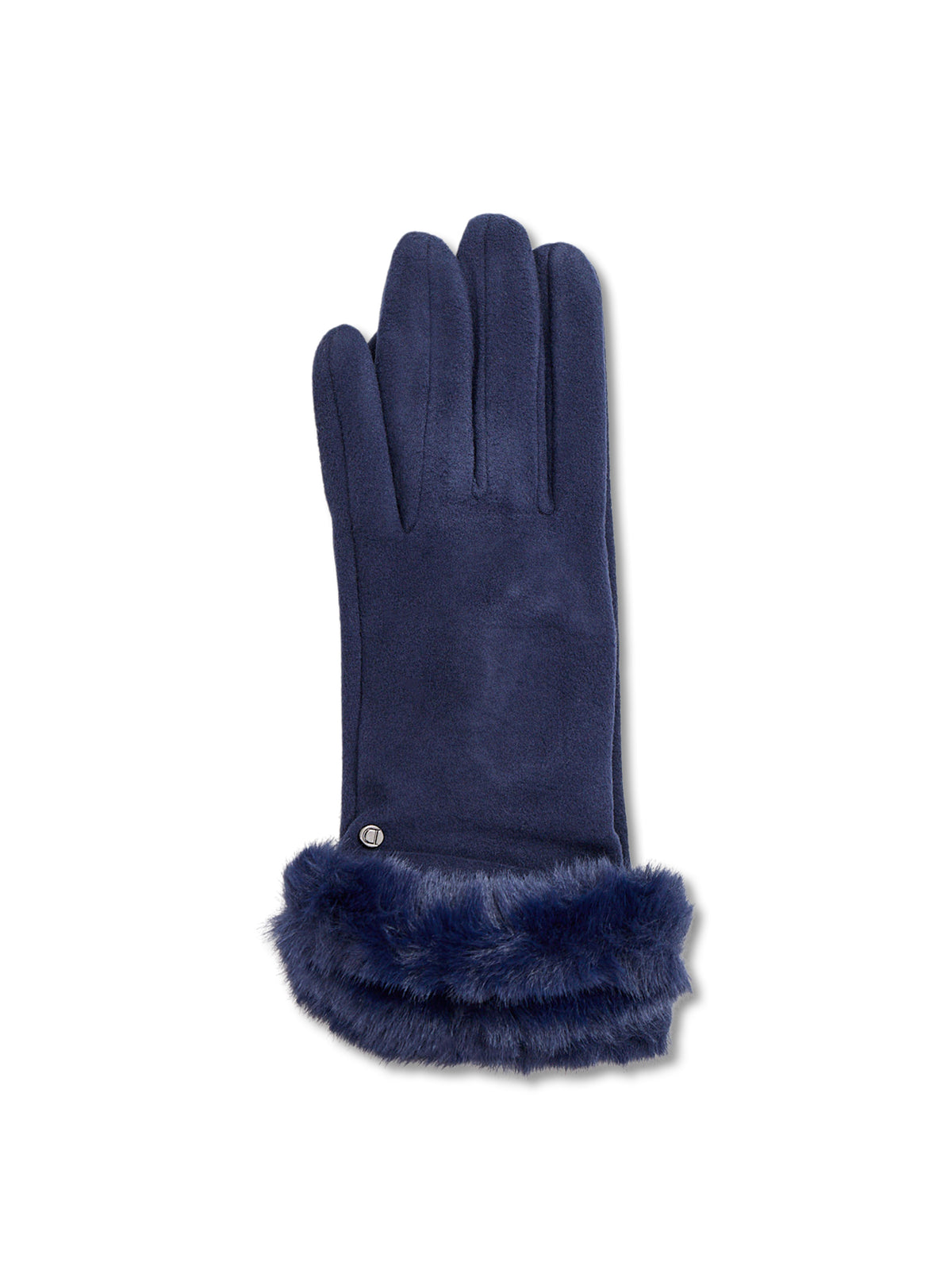 Faux Fur Fabric Gloves - Navy