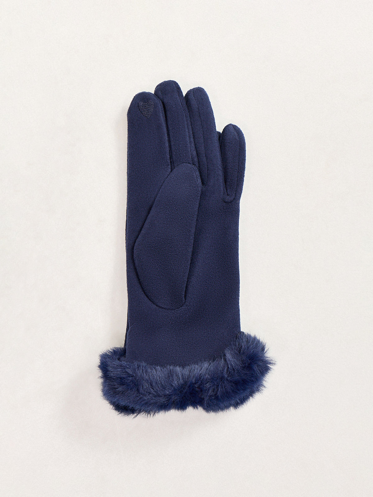 Faux Fur Fabric Gloves - Navy