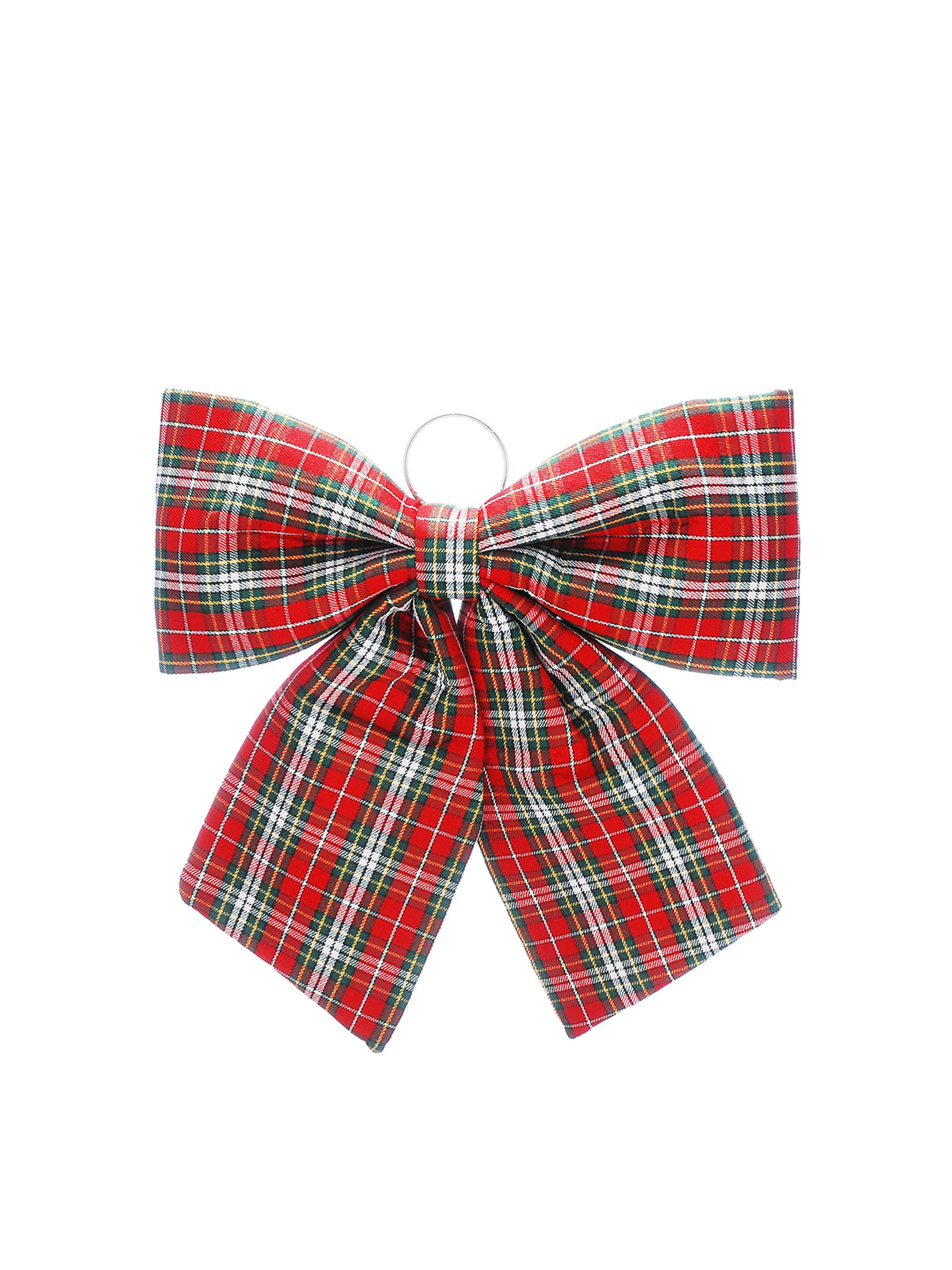 Tartan Fabric Christmas Bow Hanging Decoration