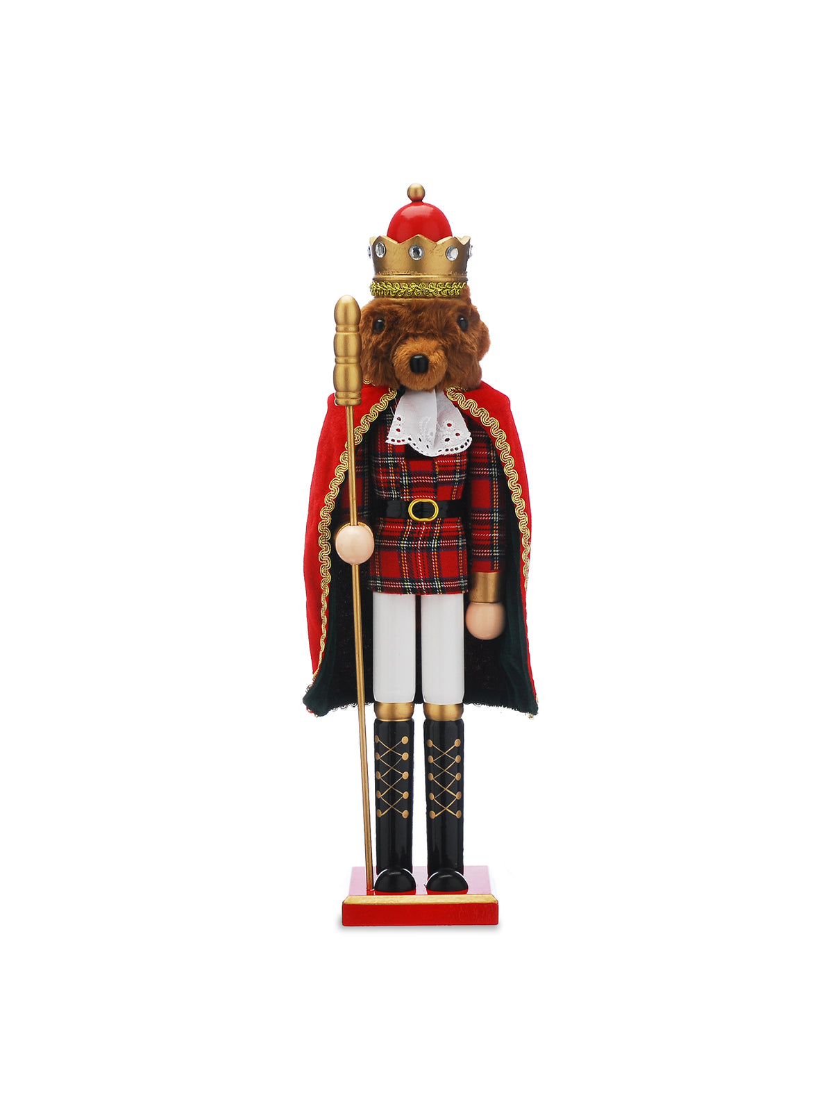 Wooden Bear Nutcracker With Red Cape 50cm - Multi