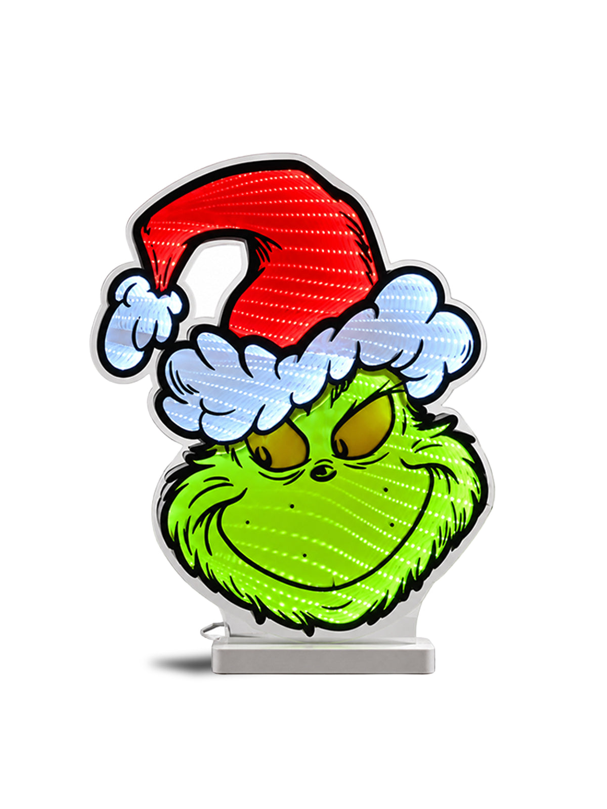 Infinity Grinch With Santa Hat Light 40cm - Multi