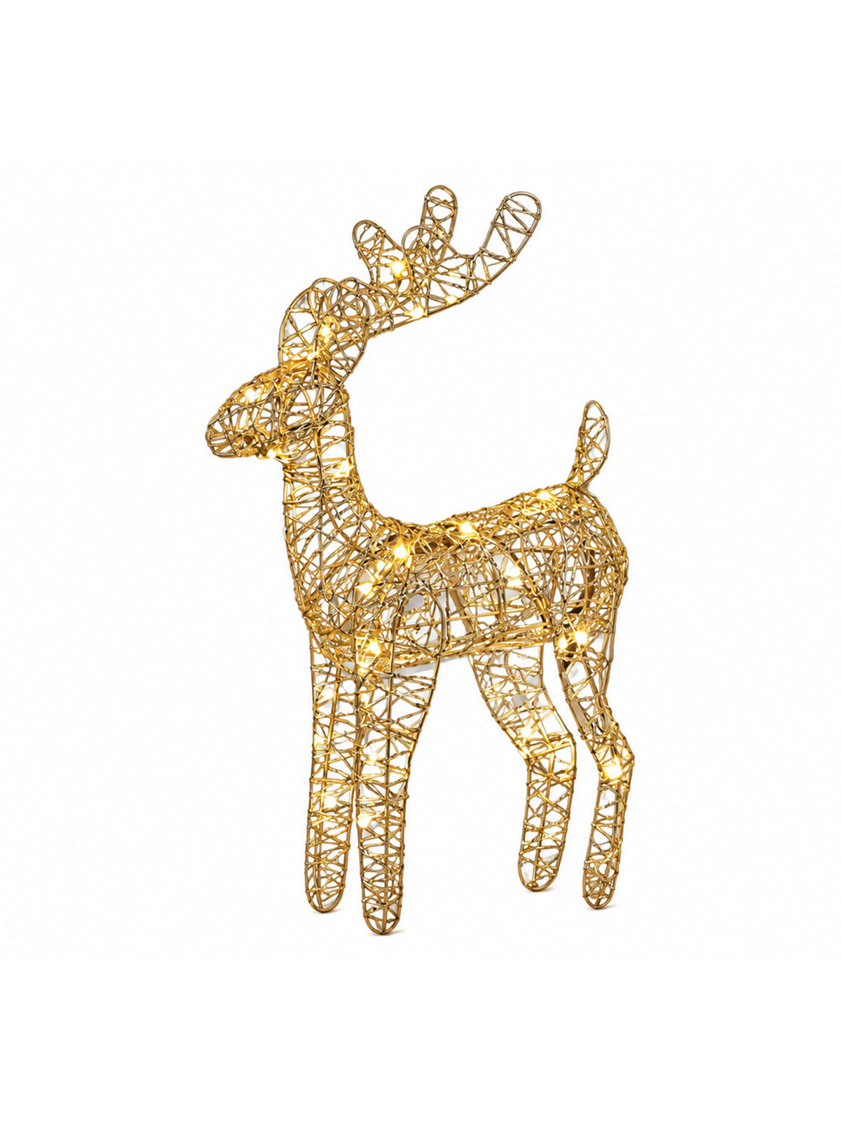 Gold Shimmer LED Reindeer Christmas Decoration 37cm