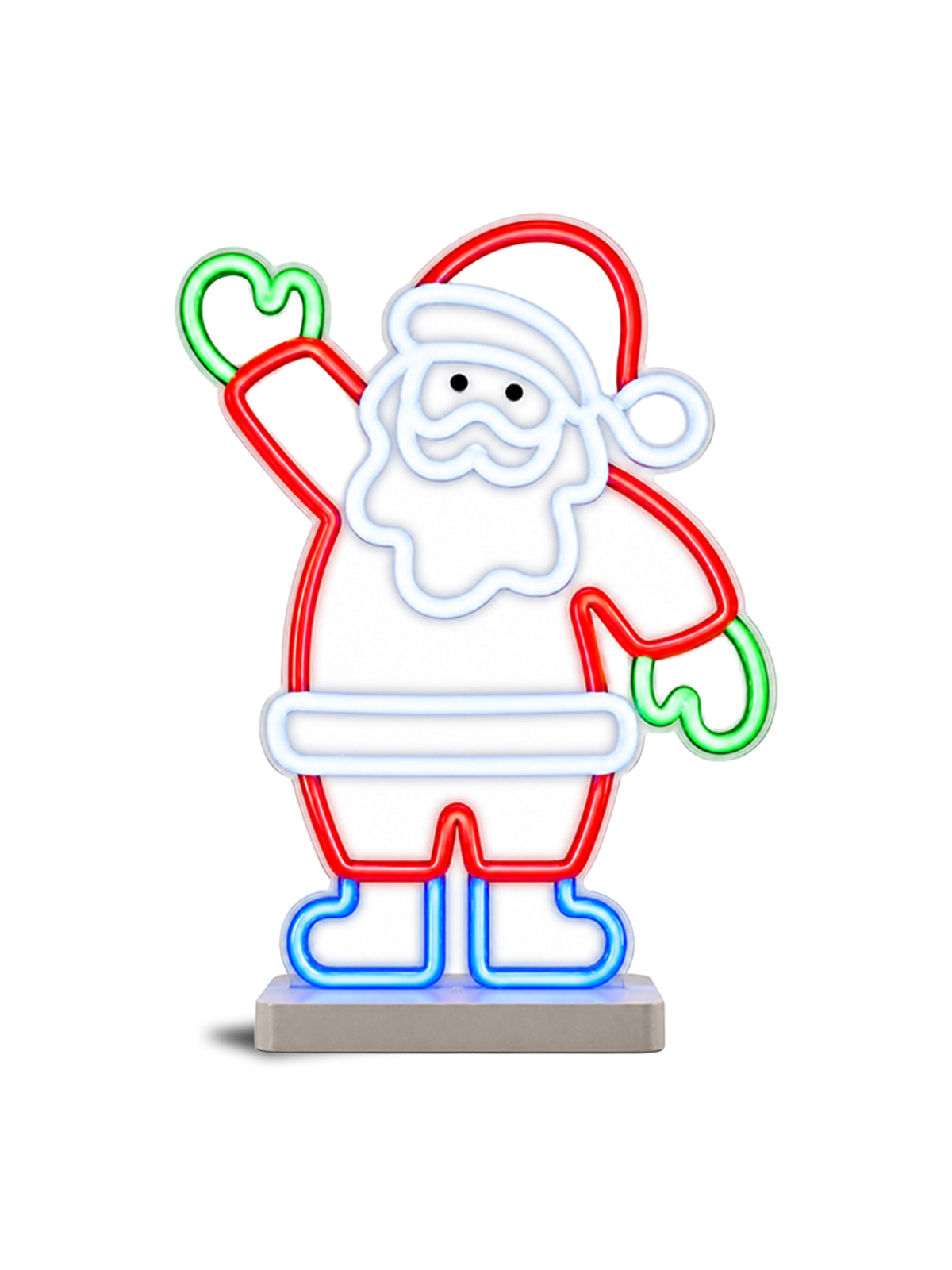 Neon Flex Waving Santa Light On Base 42cm - Multi