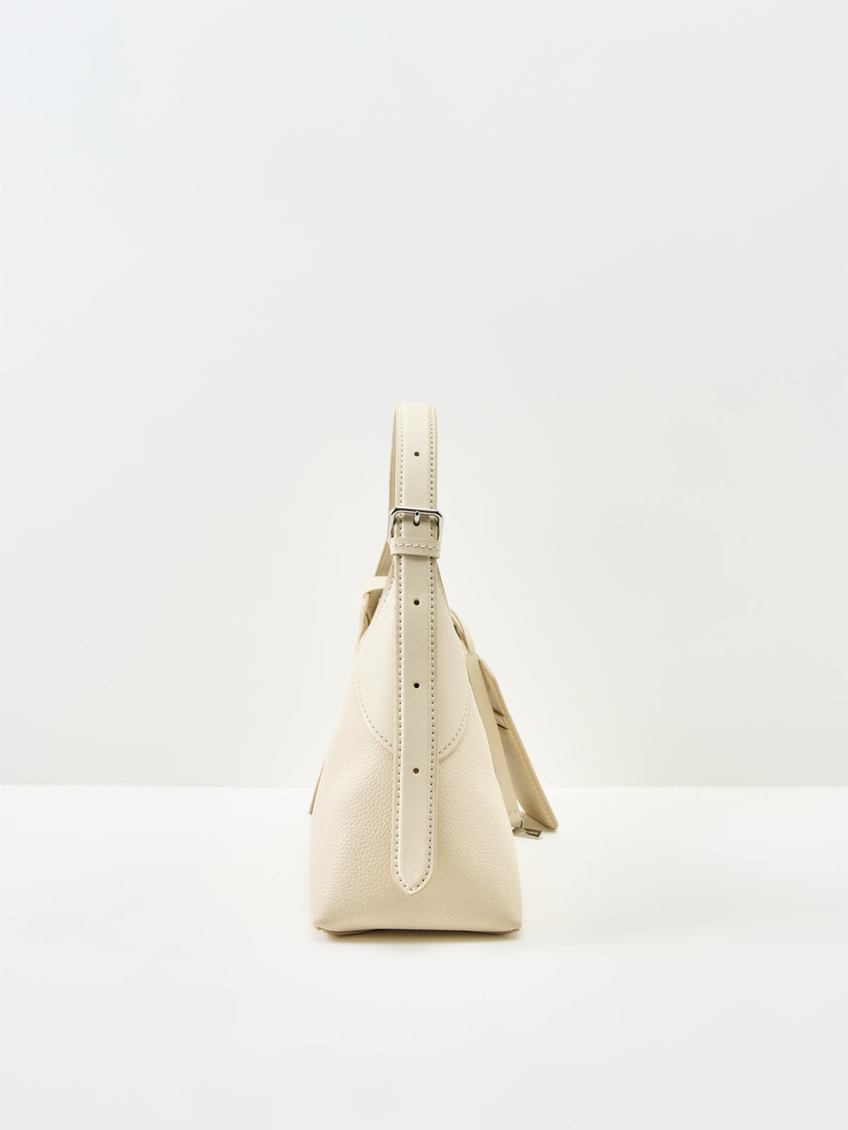 The Small Belted Sack Leather Shoulder Bag - Cloud White