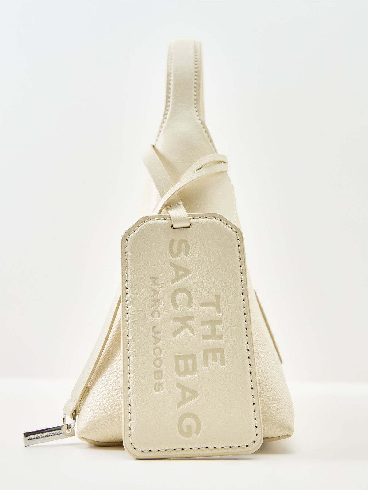 The Small Belted Sack Leather Shoulder Bag - Cloud White
