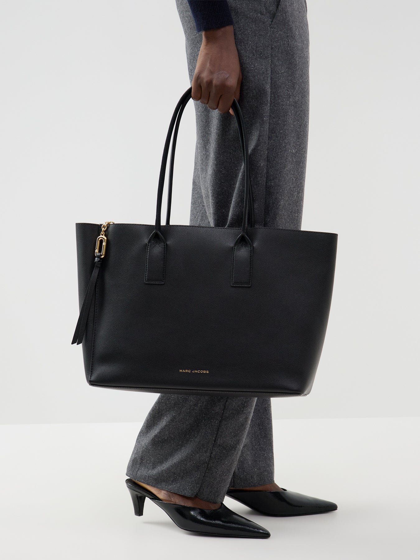 The Work Coated Leather Tote Bag - Black