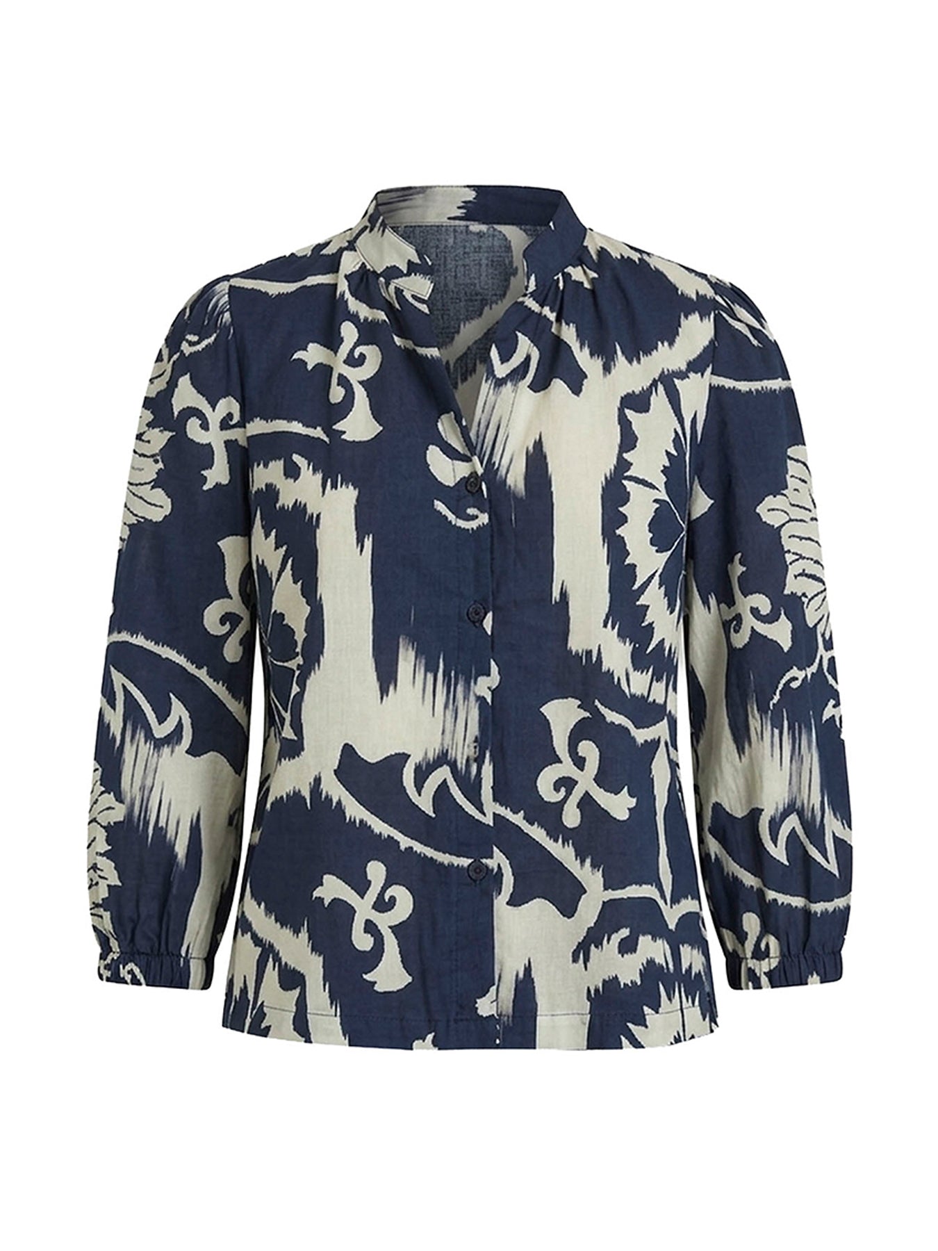 Ornamental Print Cotton Shirt Blue