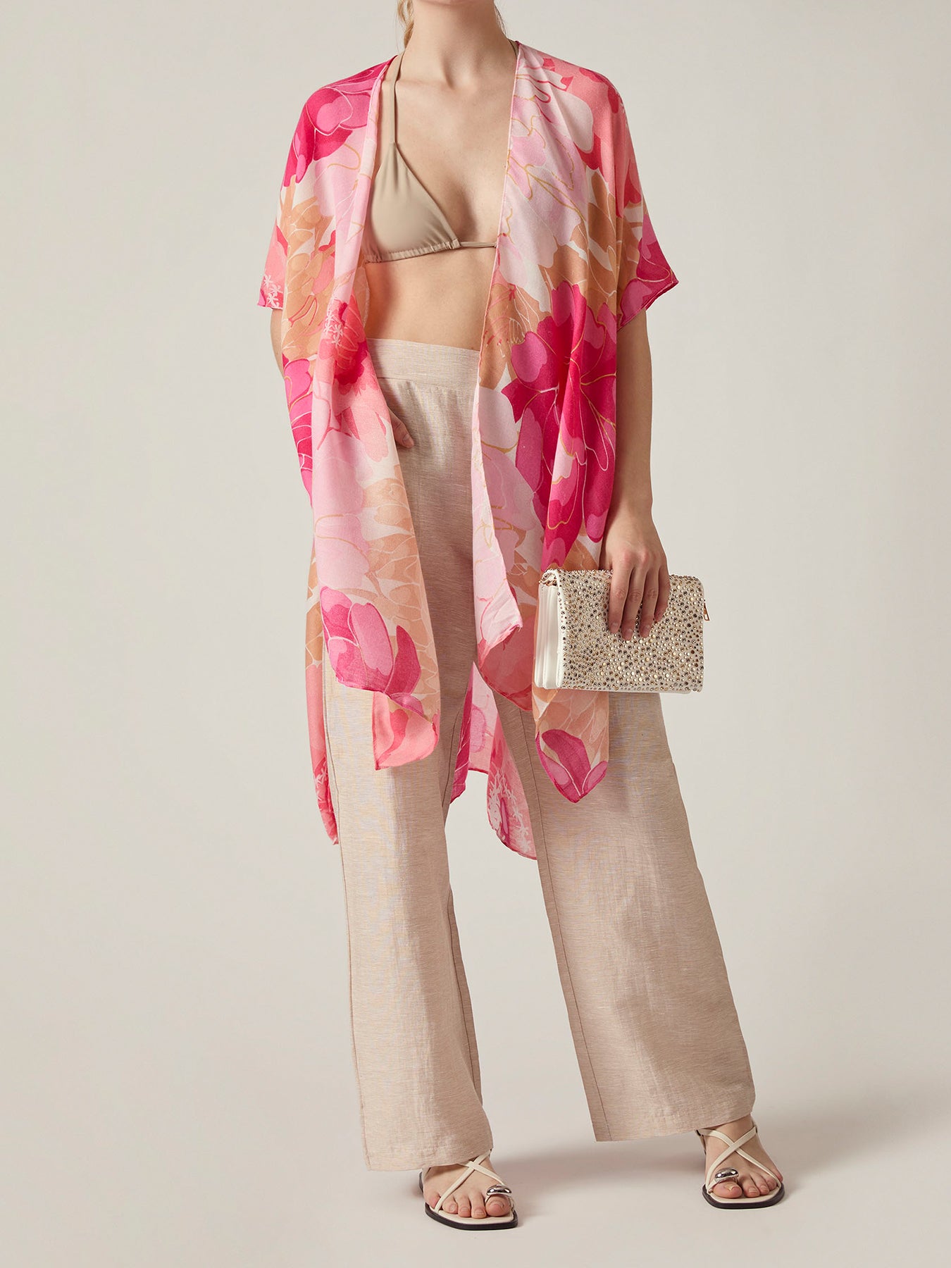 Peony Floral Kaftan Pink
