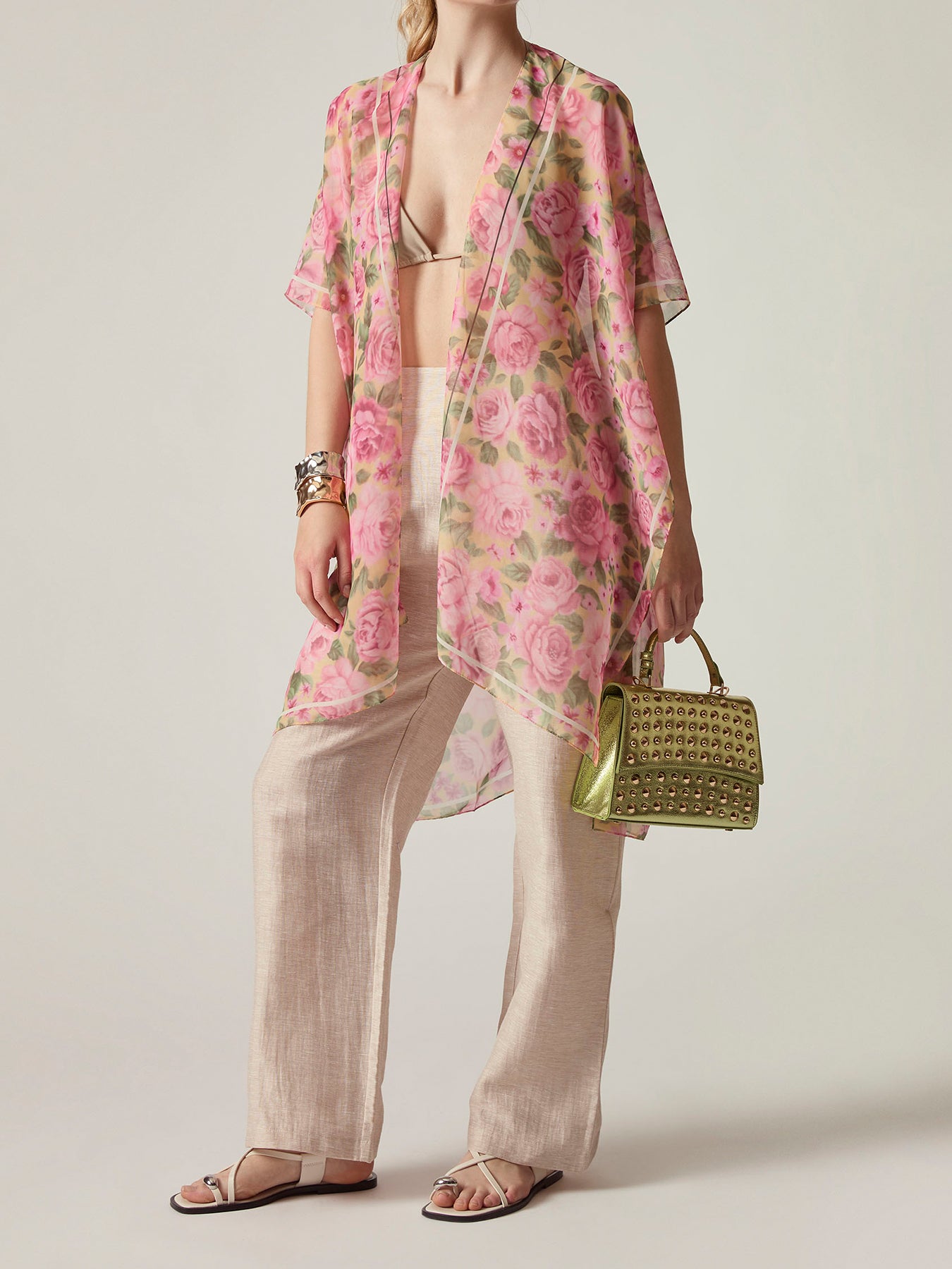 Pink Floral Rose Kaftan Pink