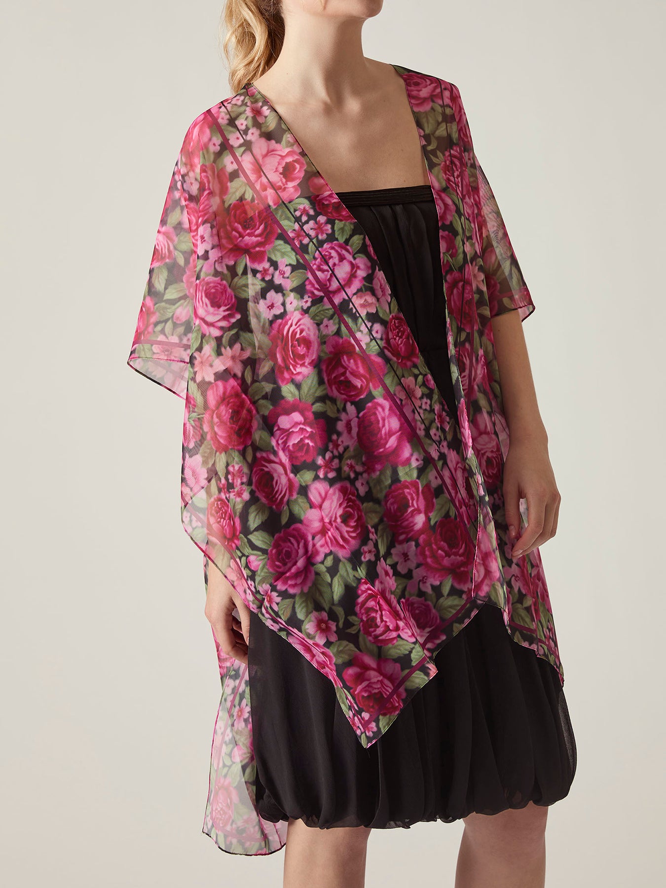 Two-Tone Rose Print Kaftan