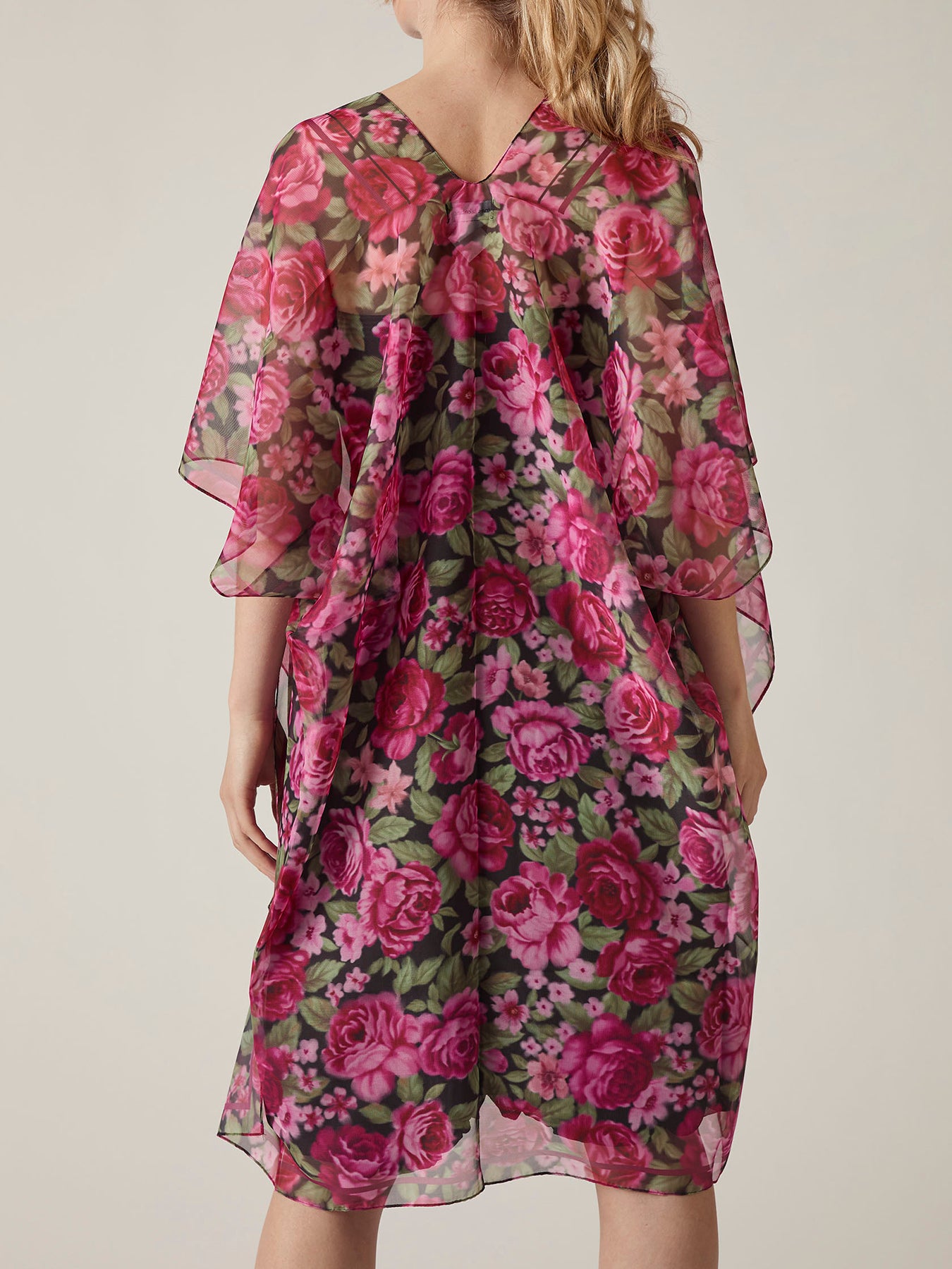 Two-Tone Rose Print Kaftan