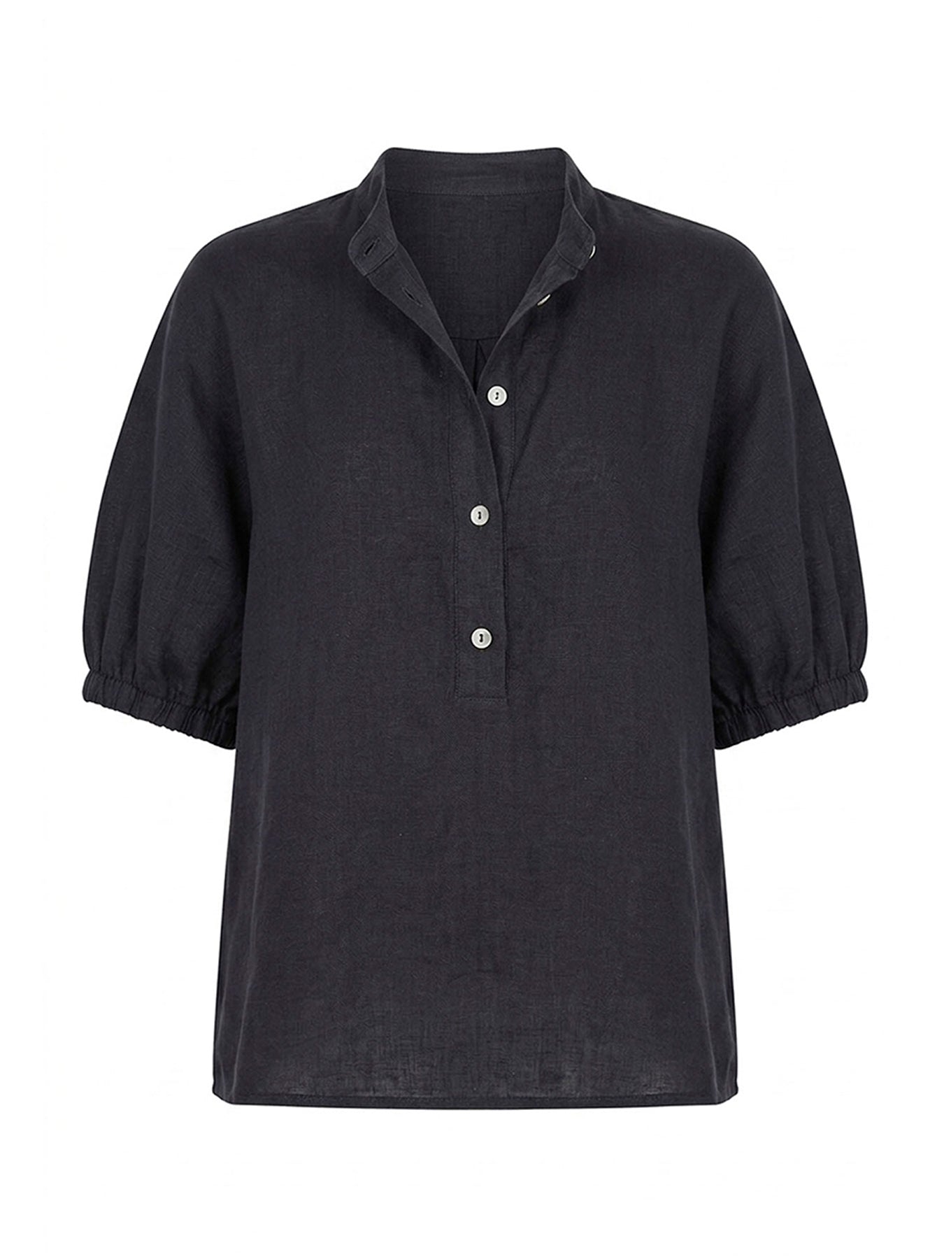Relaxed Fit Linen Blouse Blue