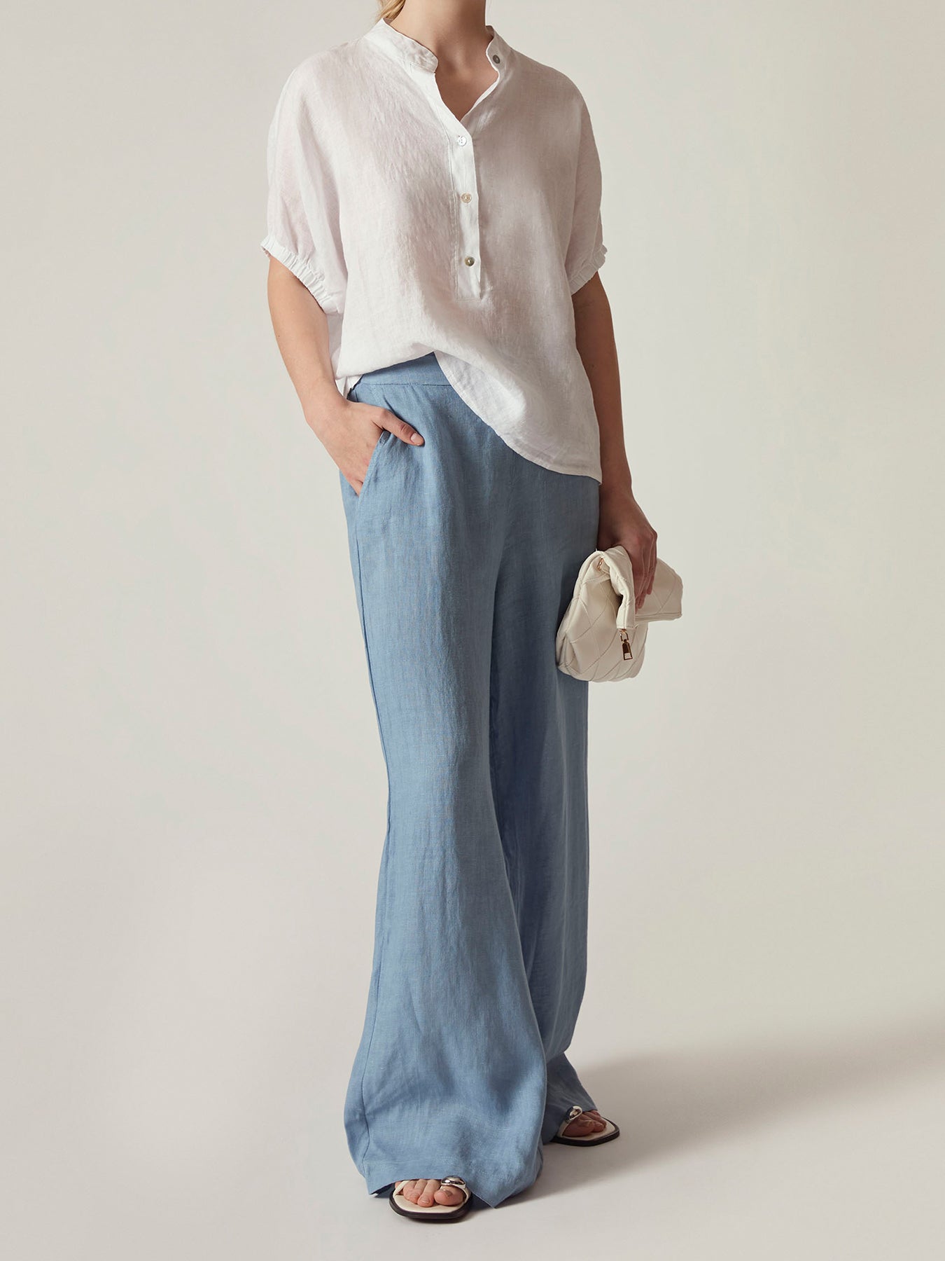 Relaxed Fit Linen Blouse White
