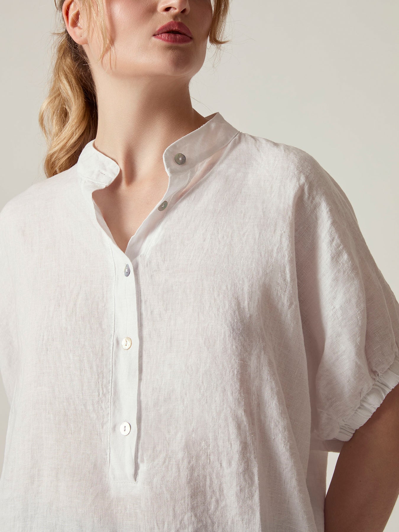 Relaxed Fit Linen Blouse White