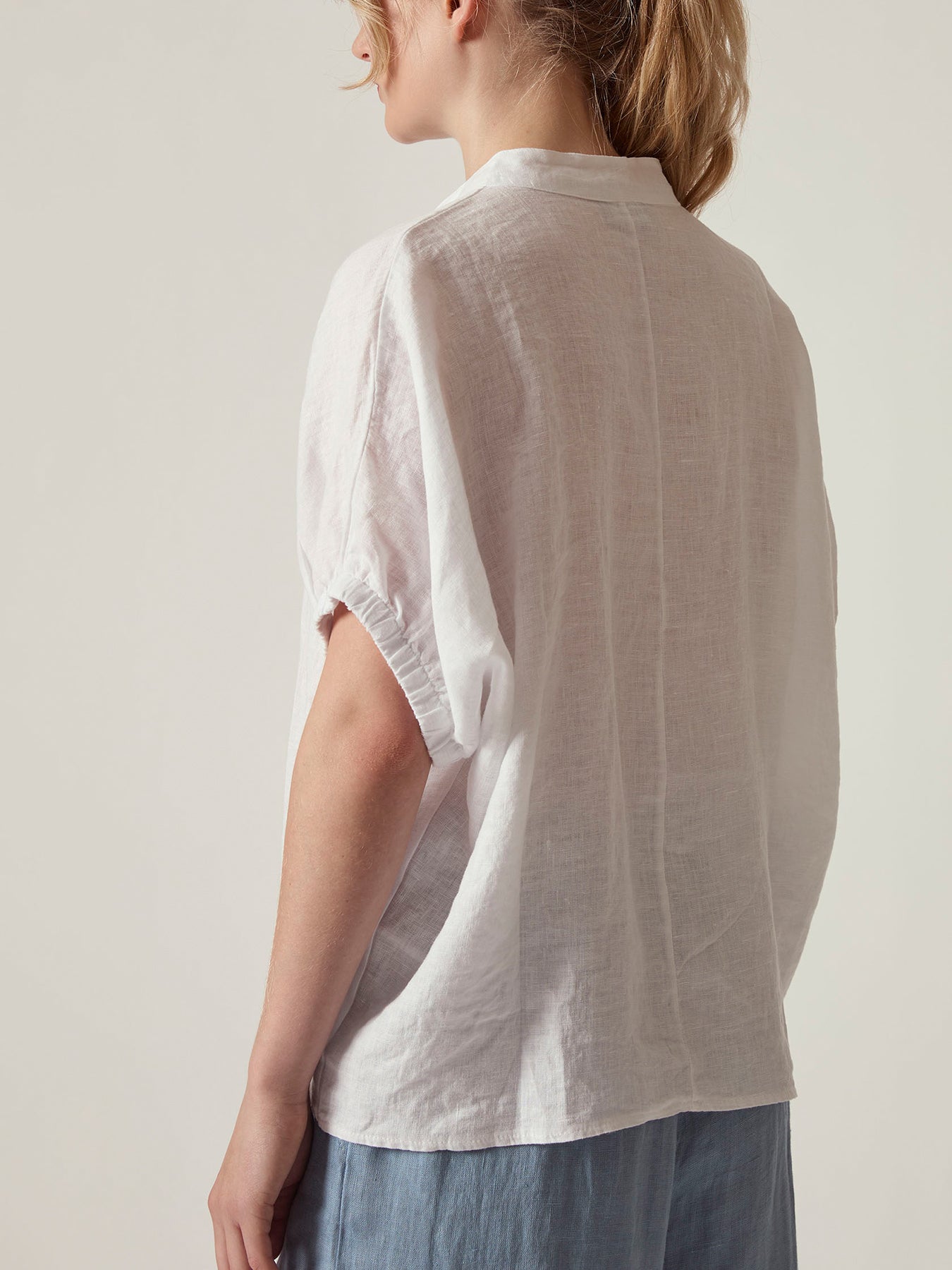Relaxed Fit Linen Blouse White