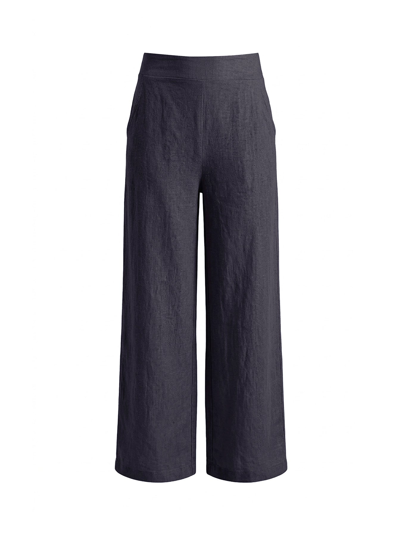 Linen Straight Leg Trousers Blue