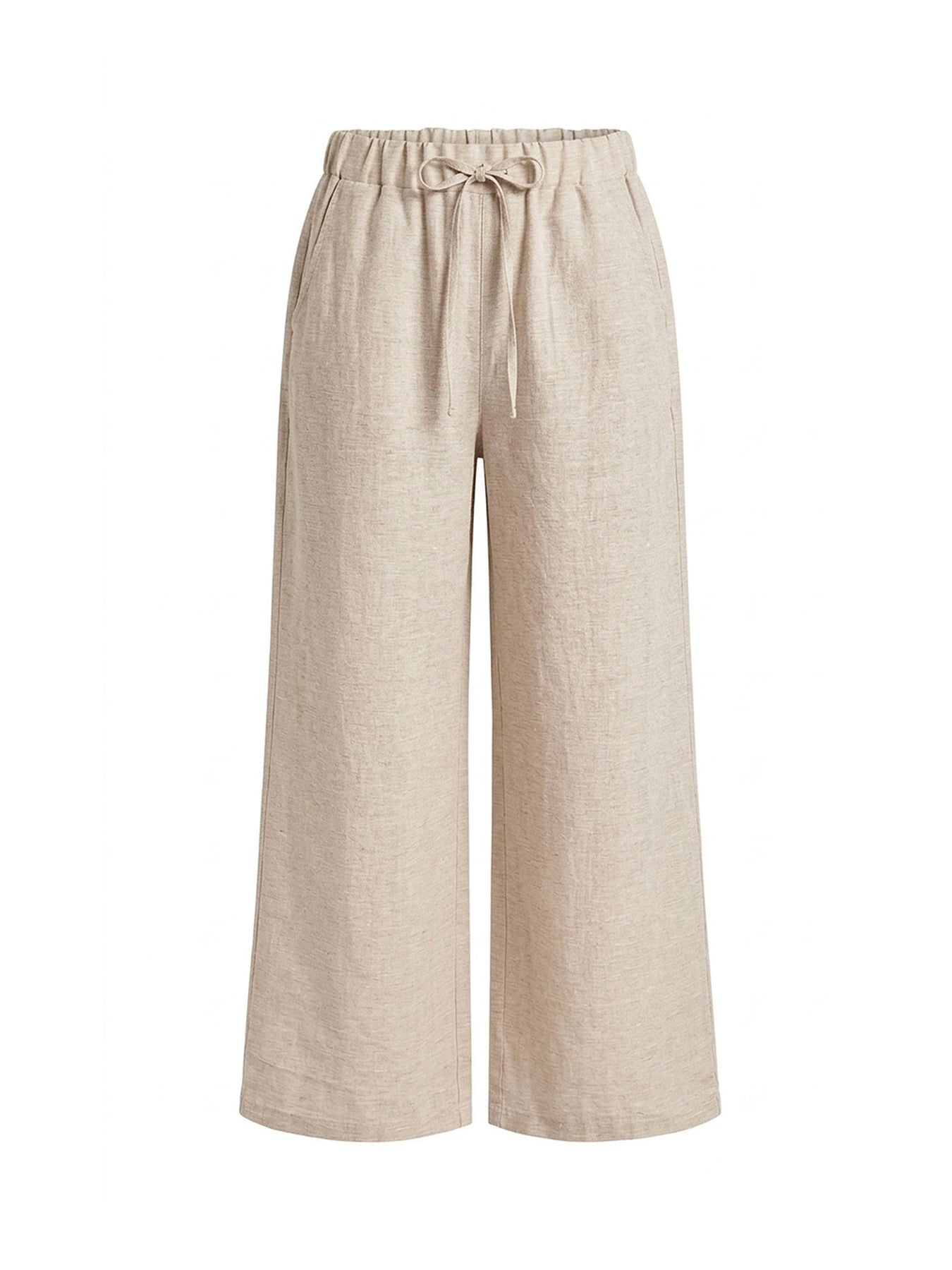 Linen Blend Pull-On Trousers Beige