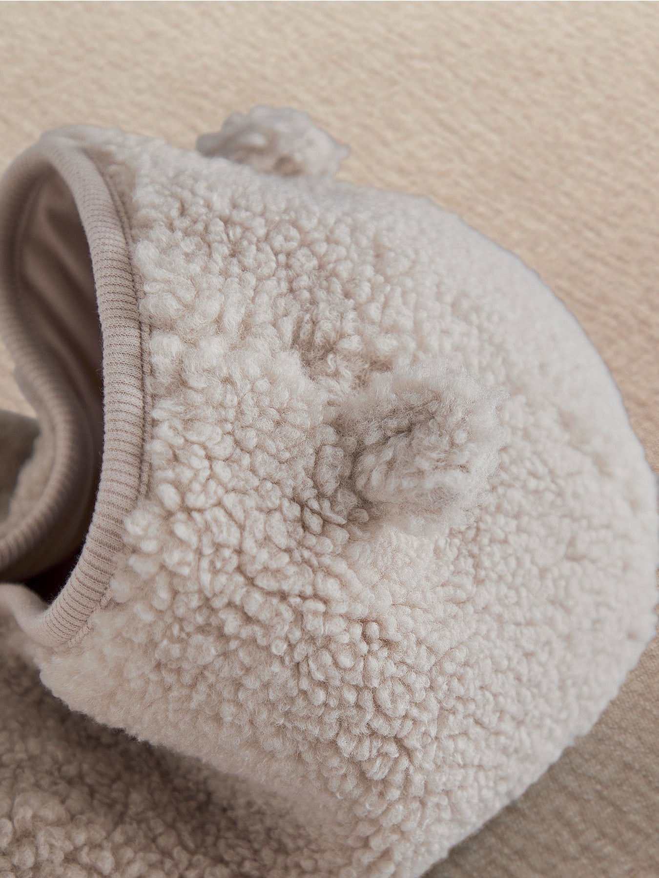 Baby Hooded Borg Jacket Beige
