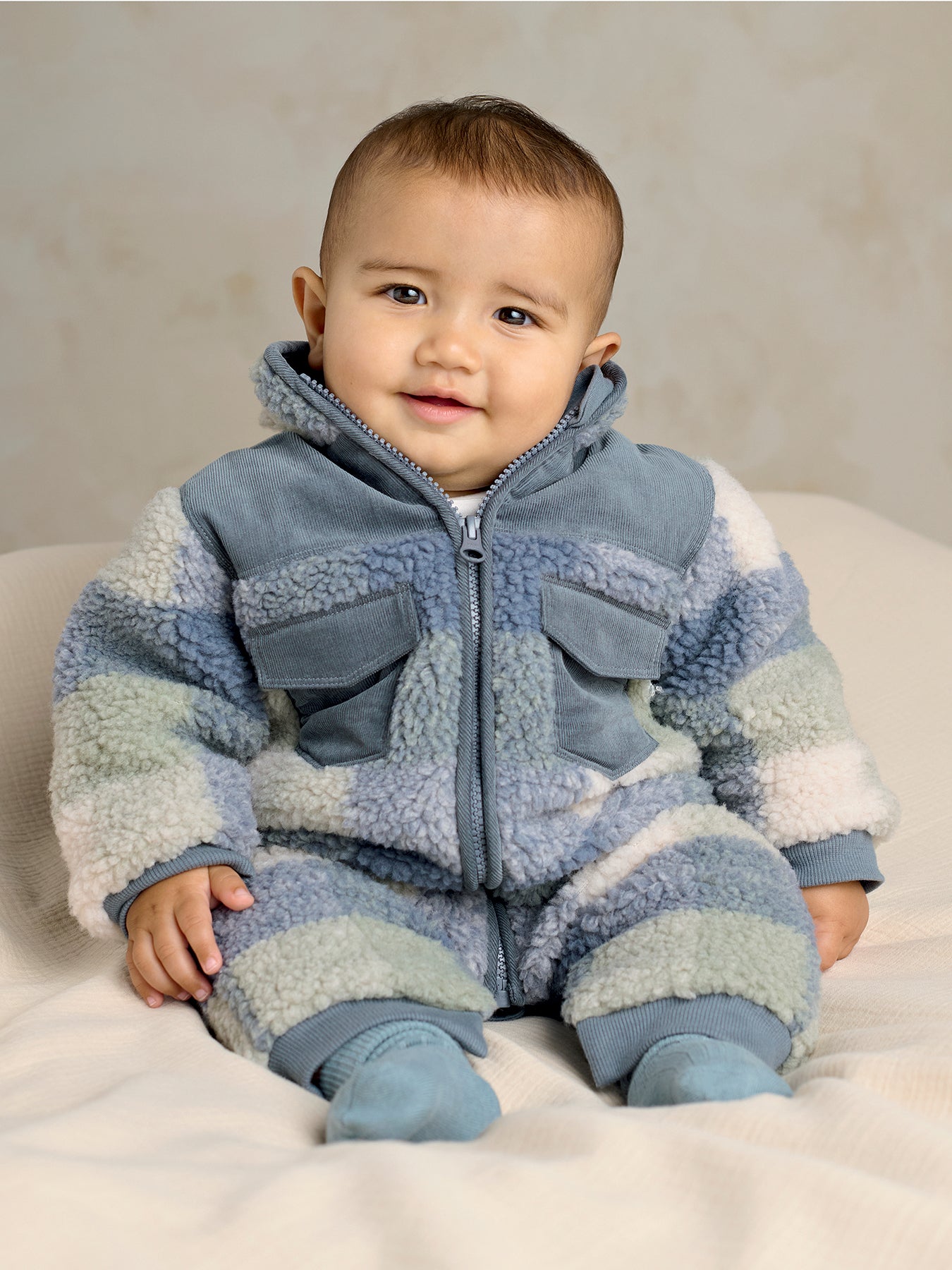 Baby Gingham Pramsuit Blue